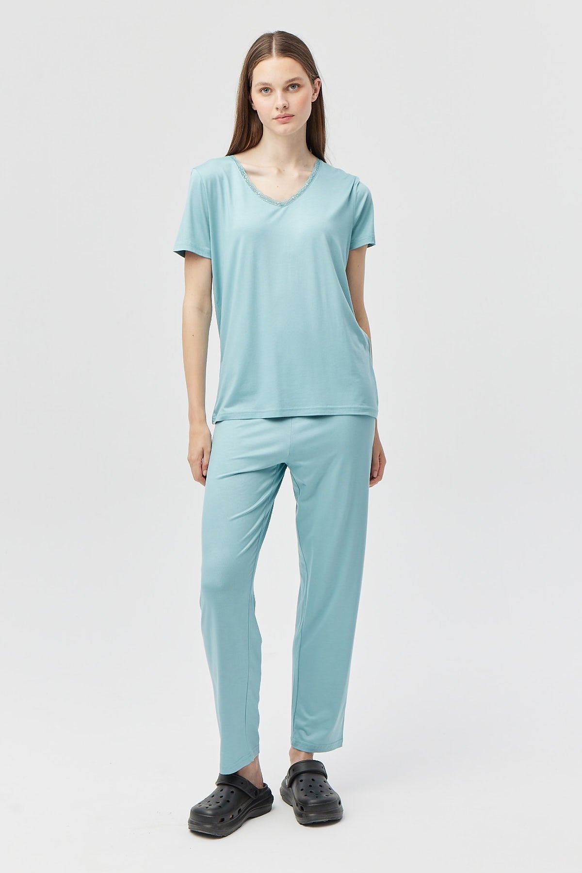 Women's V-Neck Short Sleeve Pajama Set