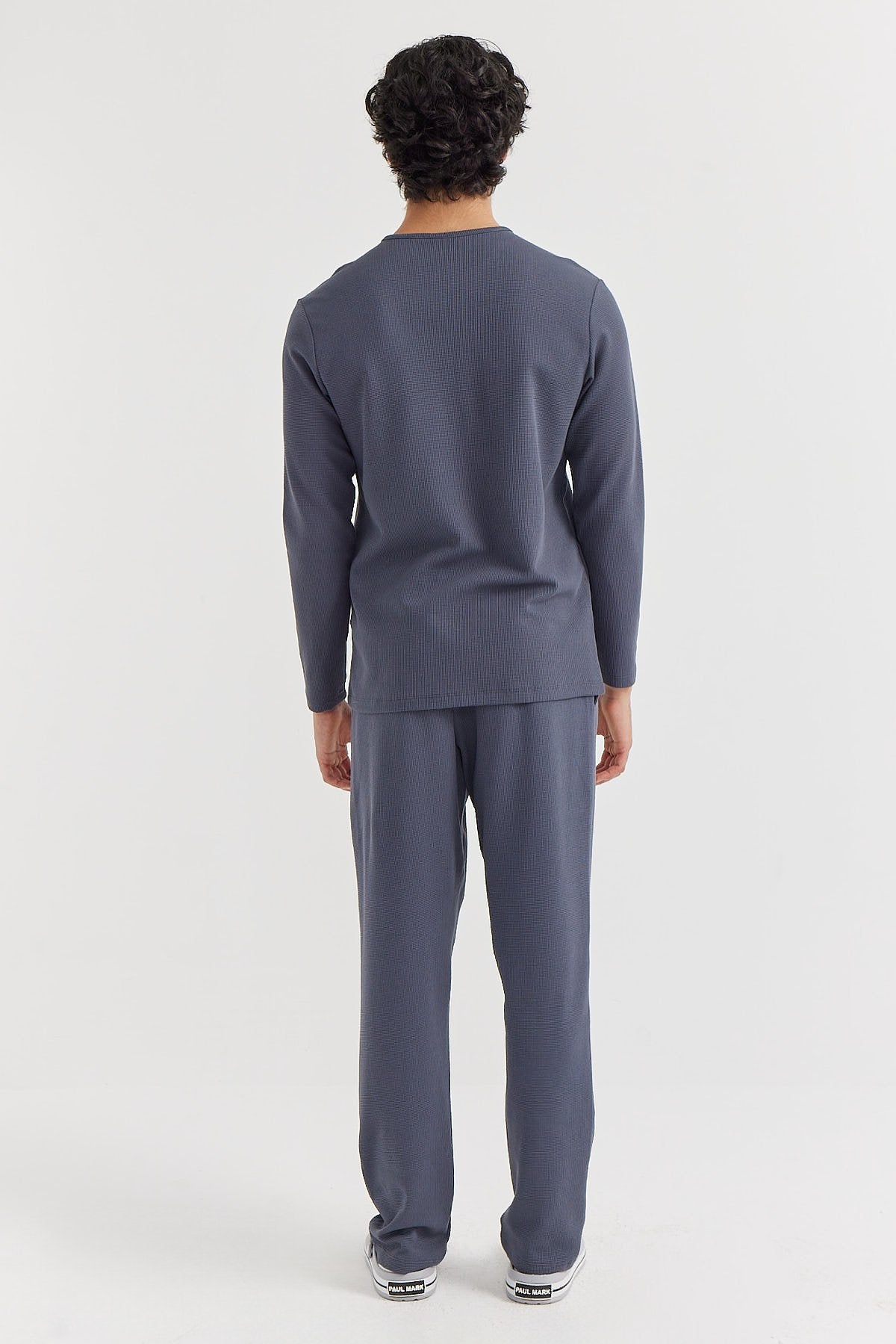 Men's Long Sleeve Textured Pajama Set