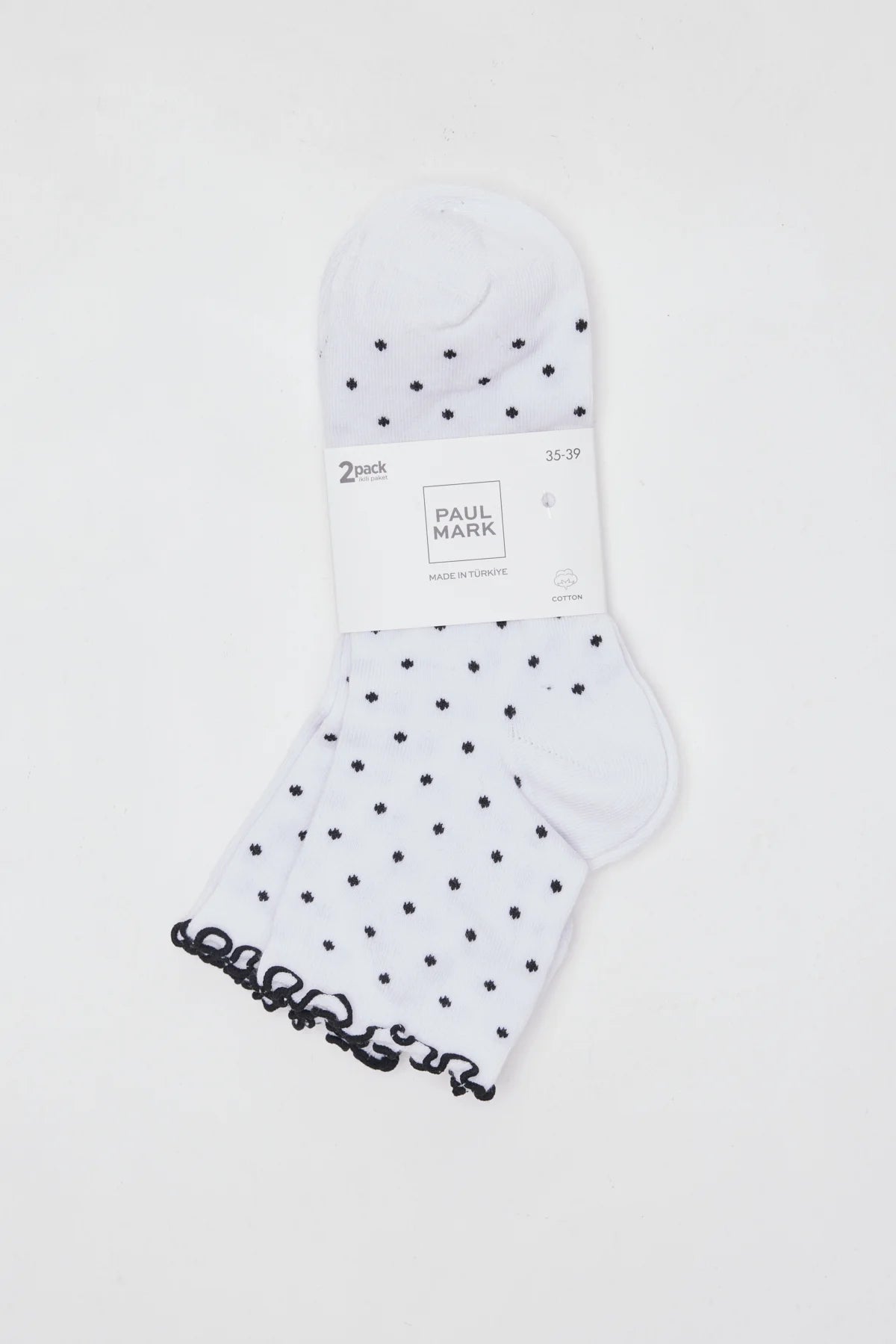 Women's Polka Dot Overcoat 2-Pack Cotton Socks Wpyk1