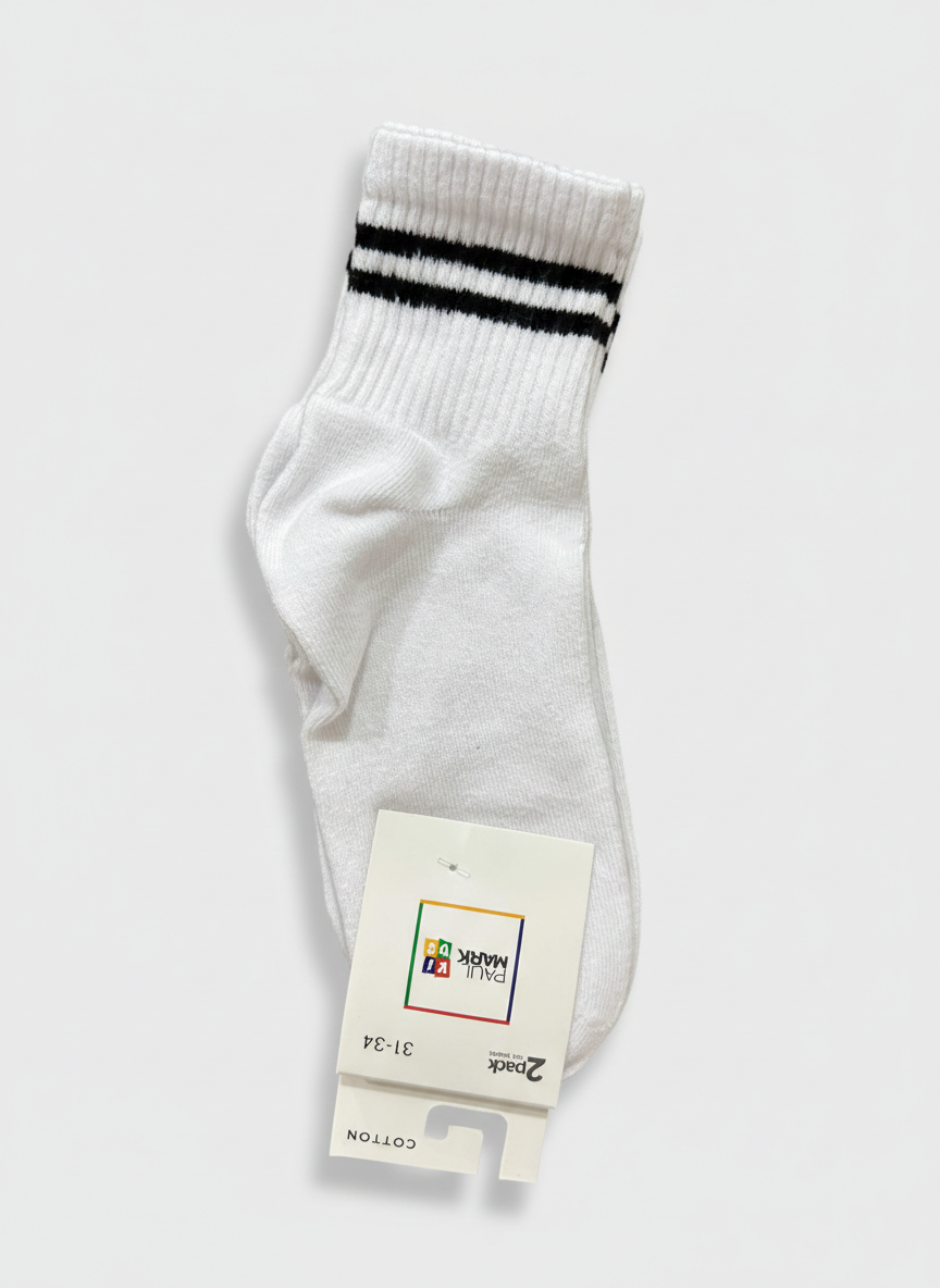 Unisex Kids Two-Line Tennis Two-Pack Socks