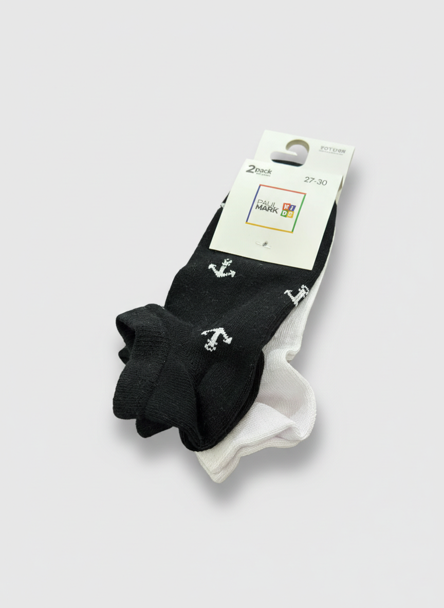 BOYS' CLOSED FLAT BOOTIE DOUBLE PACK SOCKS