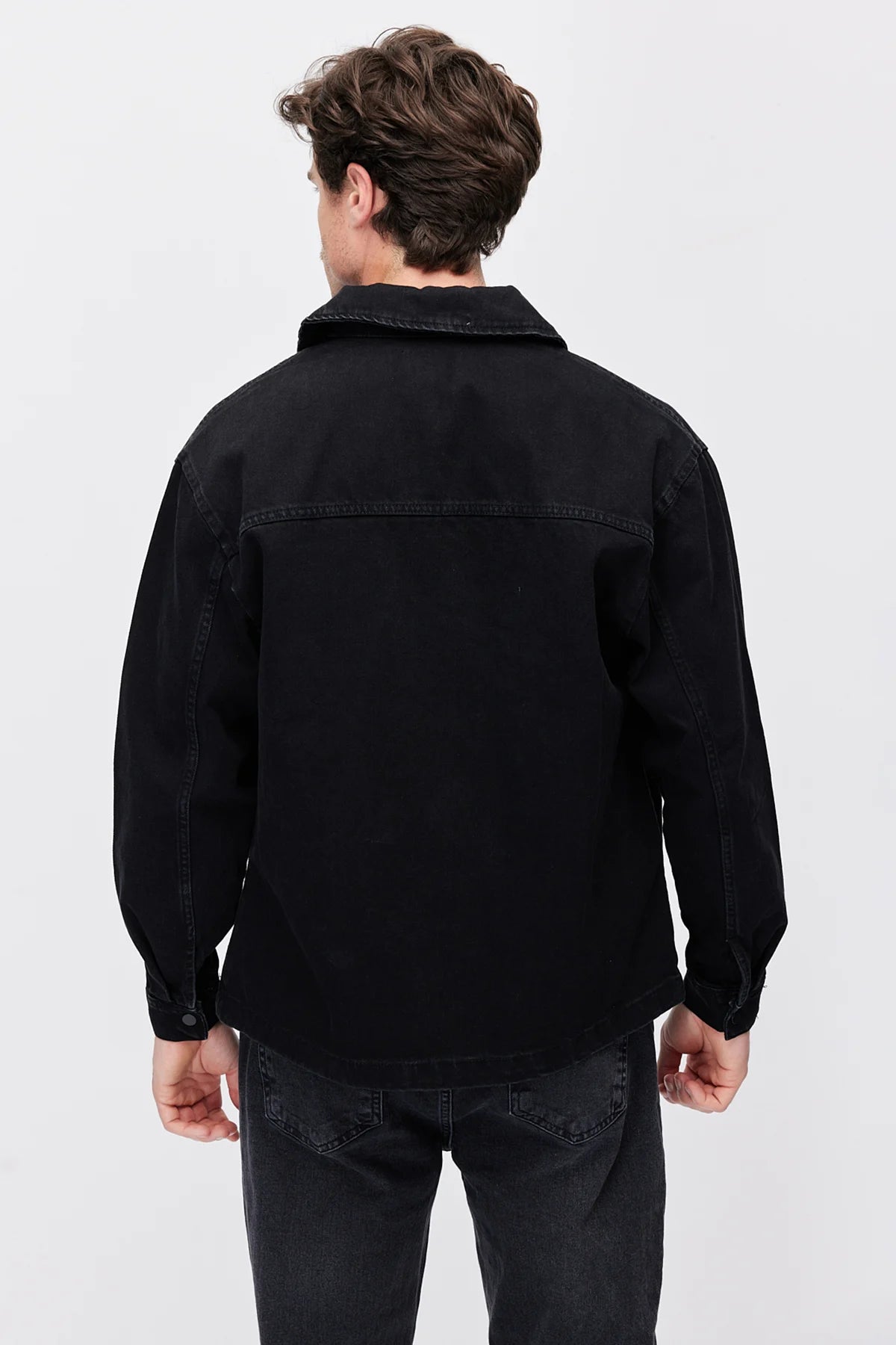 Men's Wide-Fit Denim Jacket with Pockets