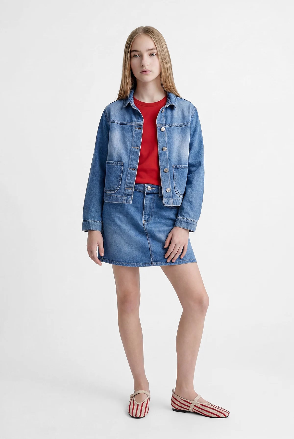 Girls' Patch Pocket Denim Jacket