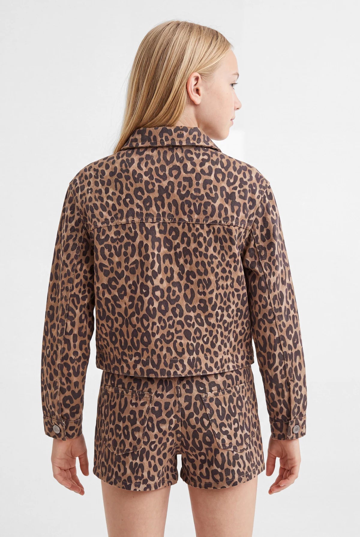Girls' Leopard Print Gabardine Jacket