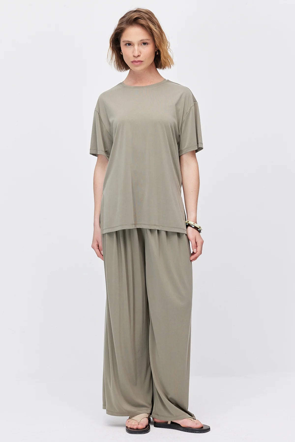 Women's Soft Textured T-shirt with Side Slit Detail