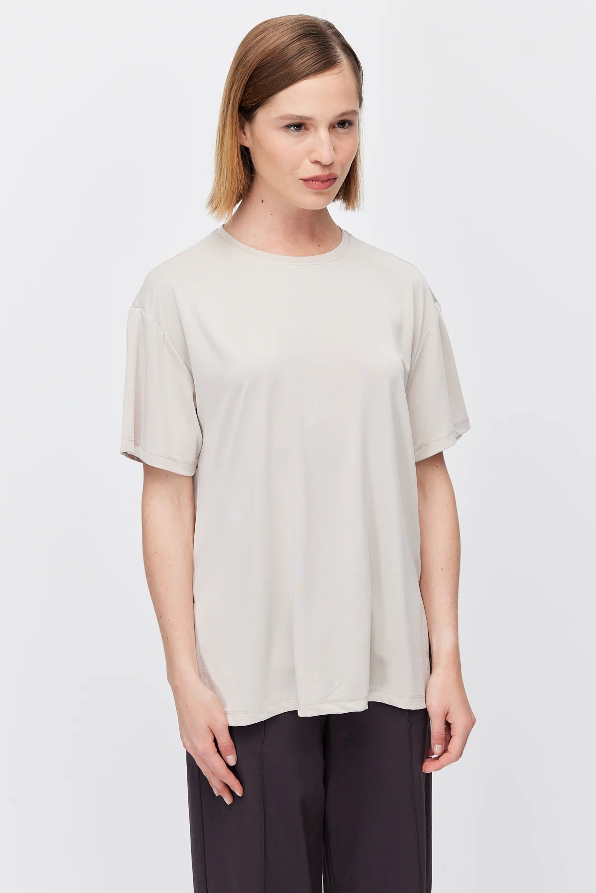 Women's Soft Textured T-shirt with Side Slit Detail