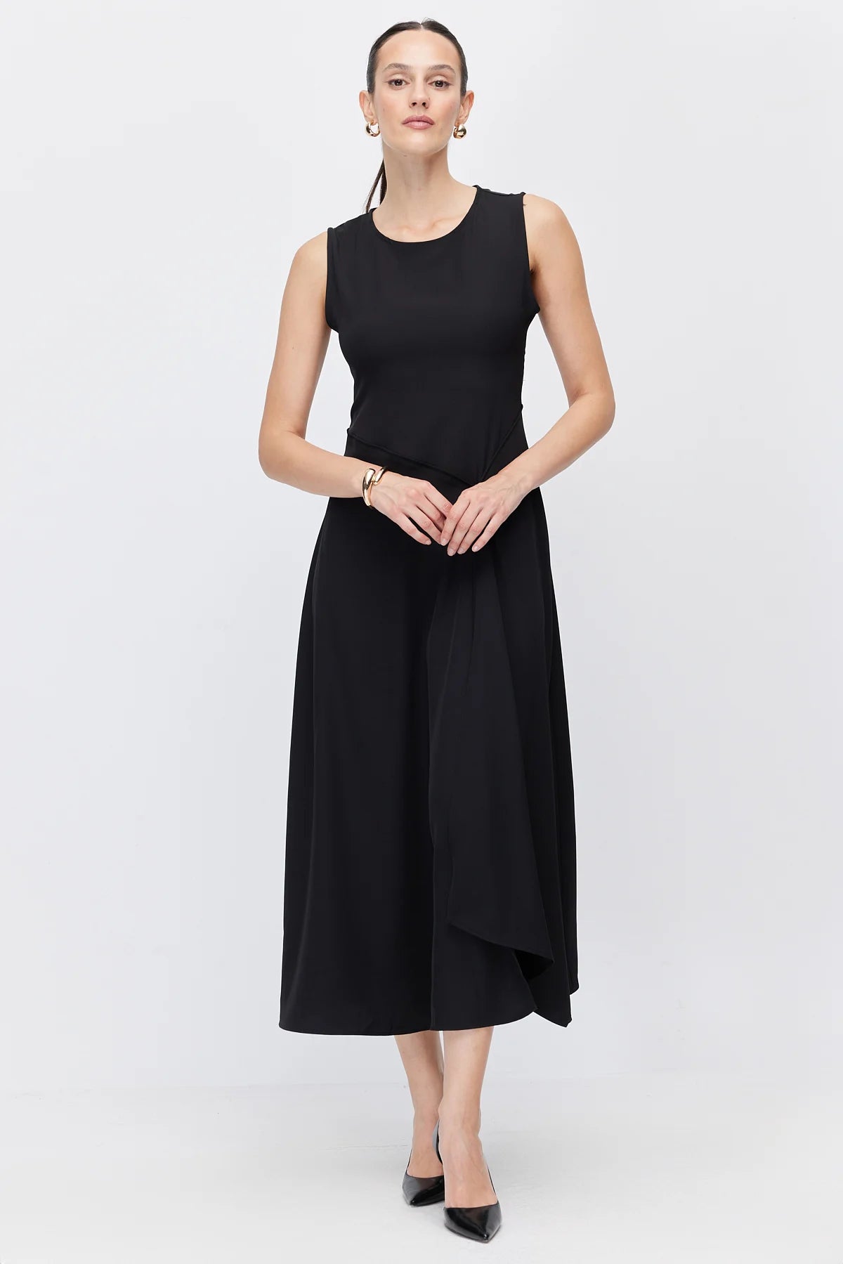 Women's Midi Dress with Metal Accessory Details