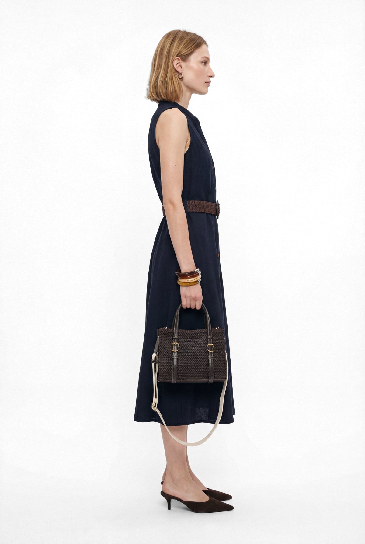 Women's Sleeveless Dress with Belt Detail