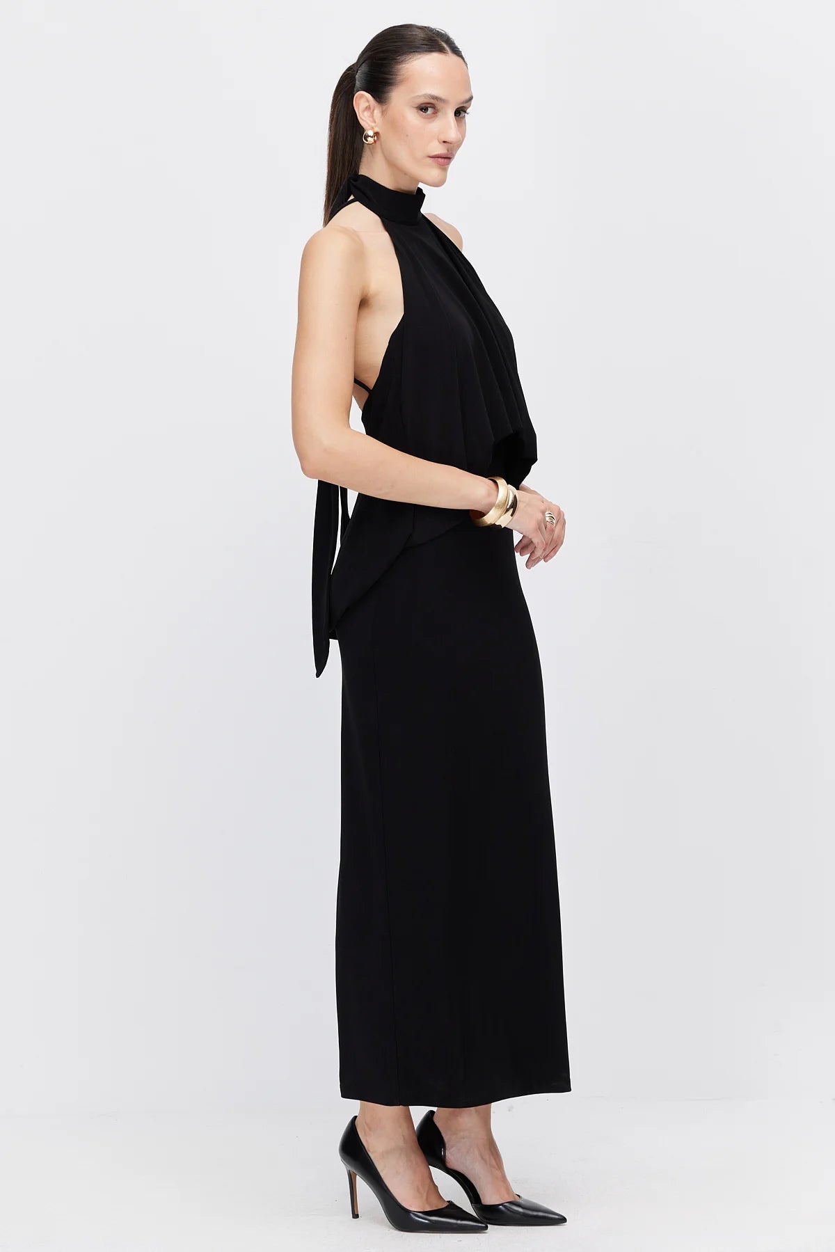 Women's Halter Neck Flowy Maxi Dress