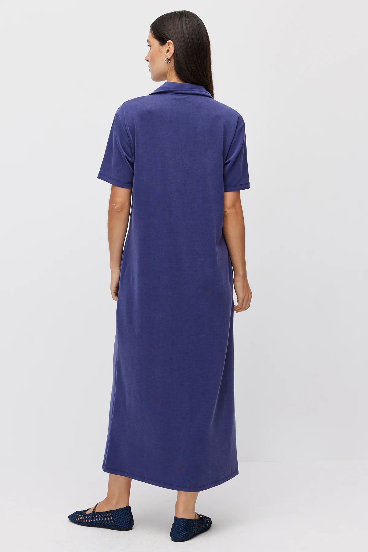 Women's Polo Collar Maxi Dress with Pockets