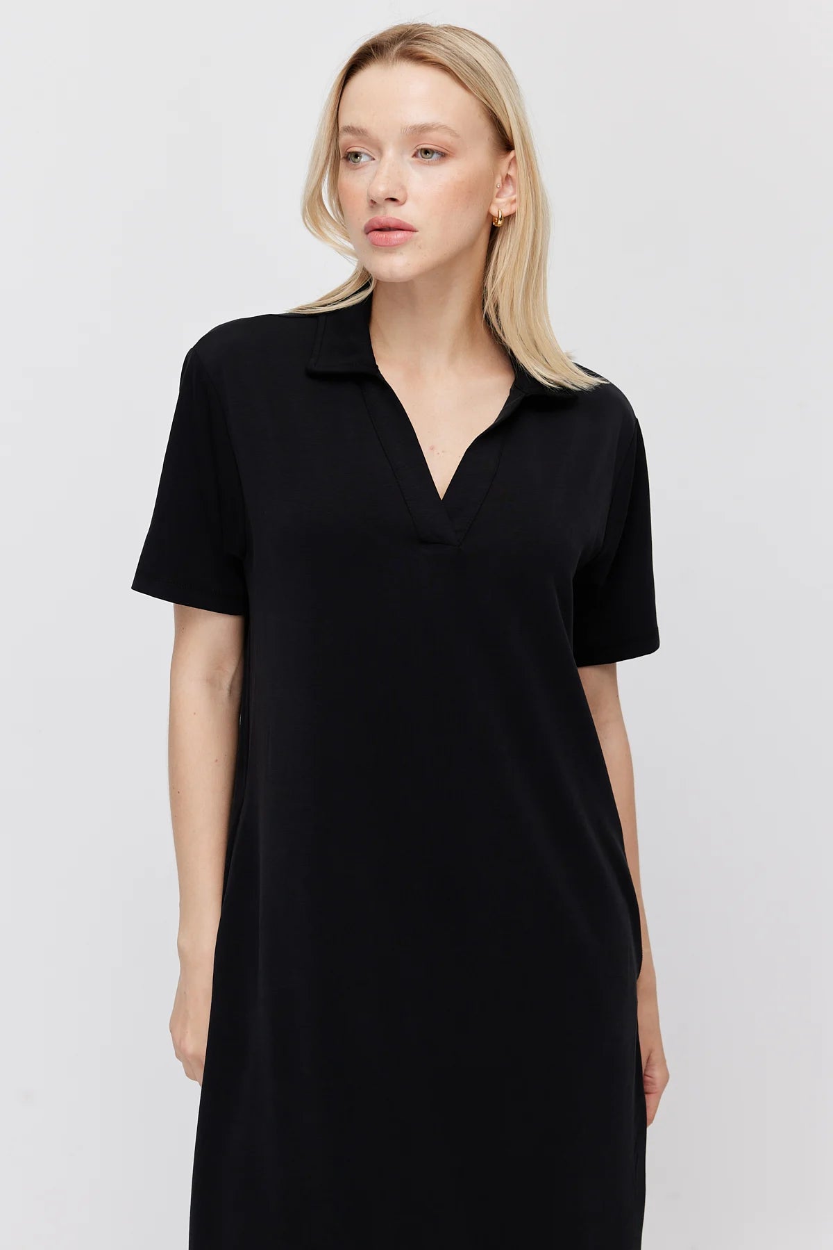 Women's Polo Collar Maxi Dress with Pockets