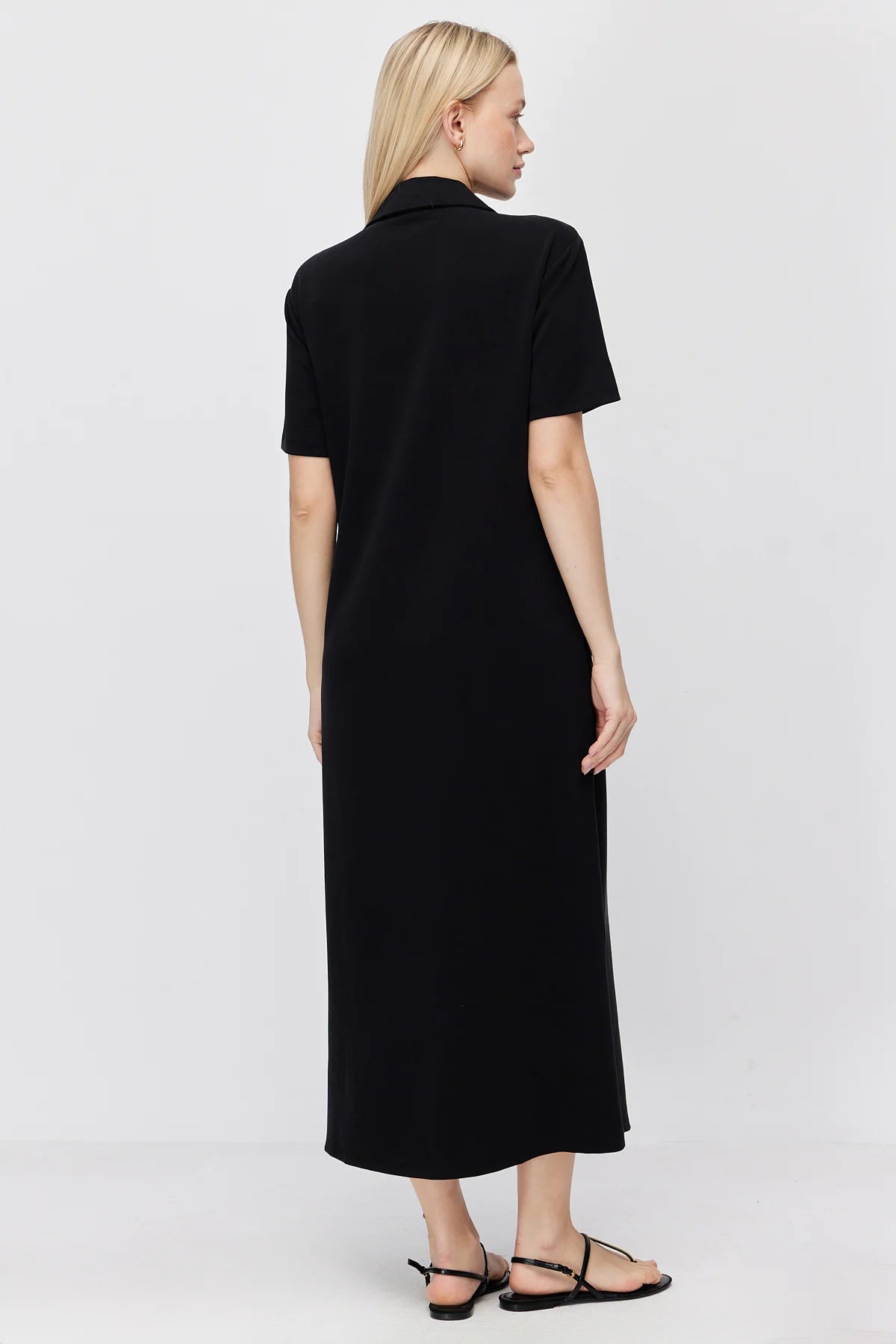 Women's Polo Collar Maxi Dress with Pockets