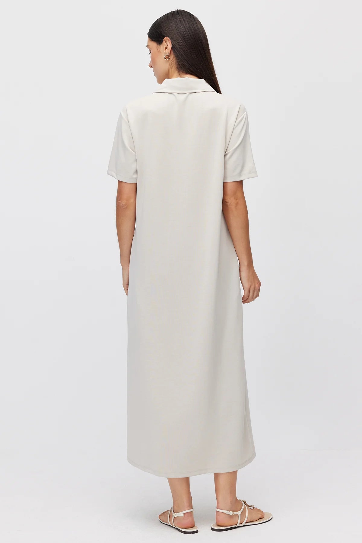 Women's Polo Collar Maxi Dress with Pockets