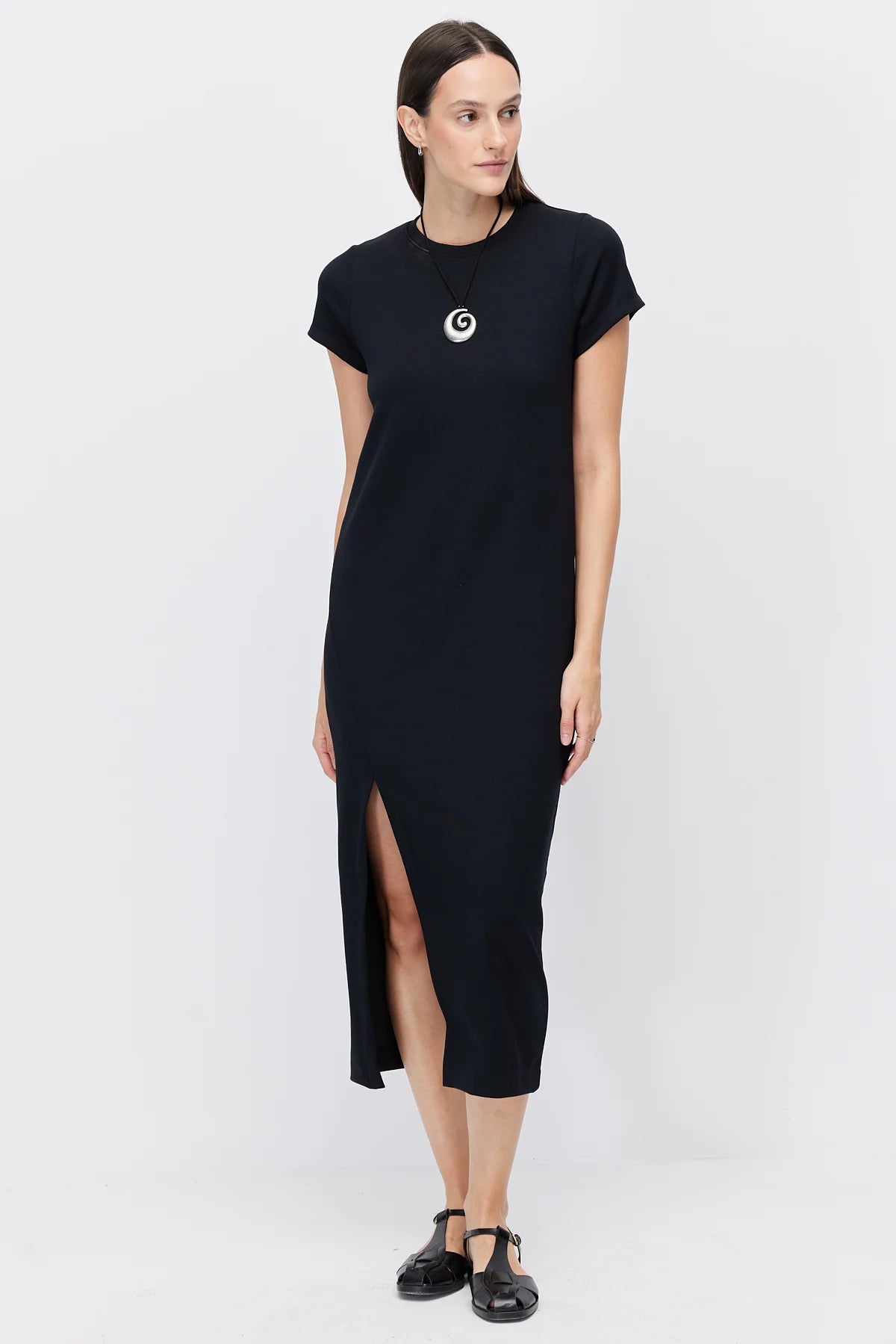 Women's Midi Dress with Slit Detail