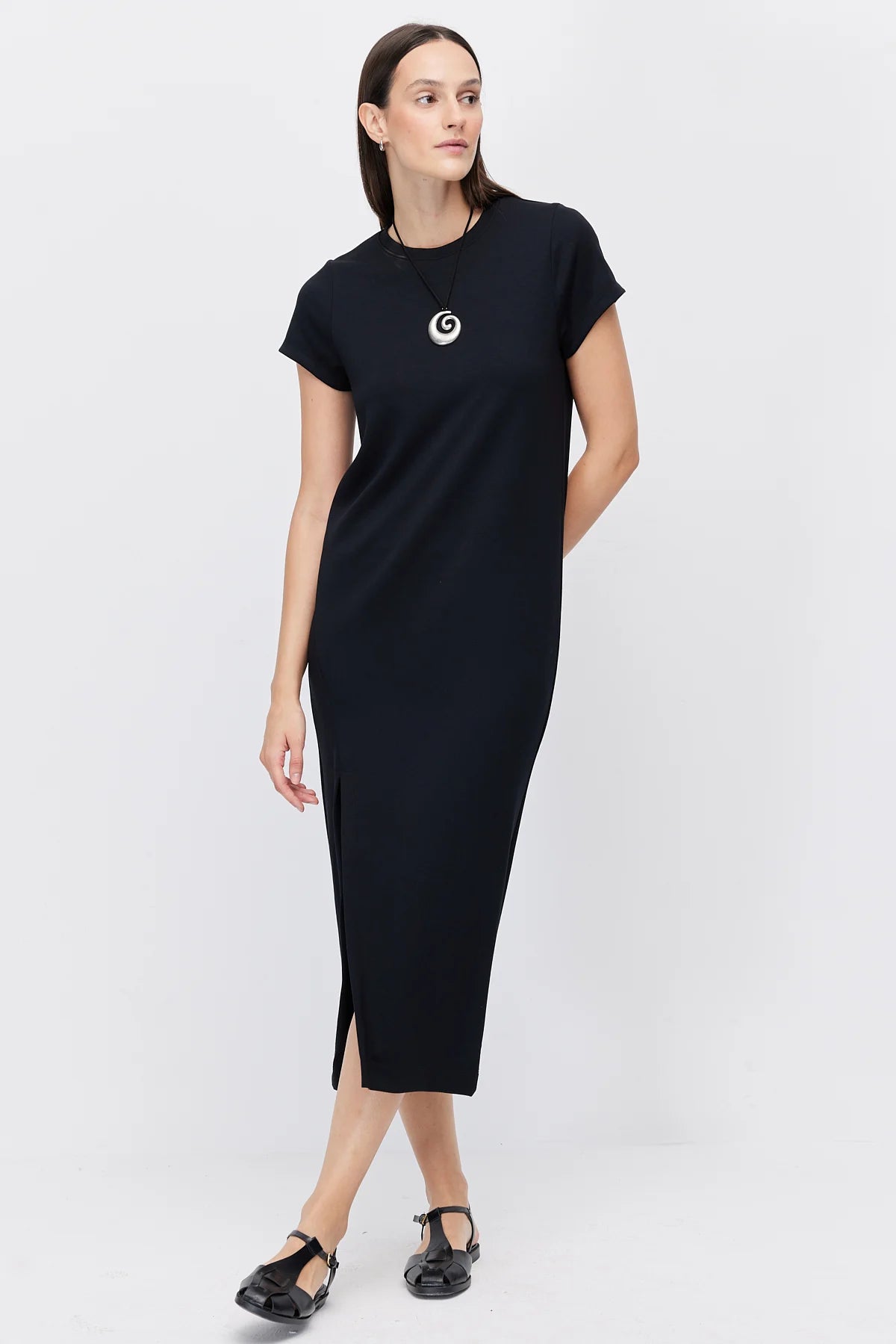 Women's Midi Dress with Slit Detail