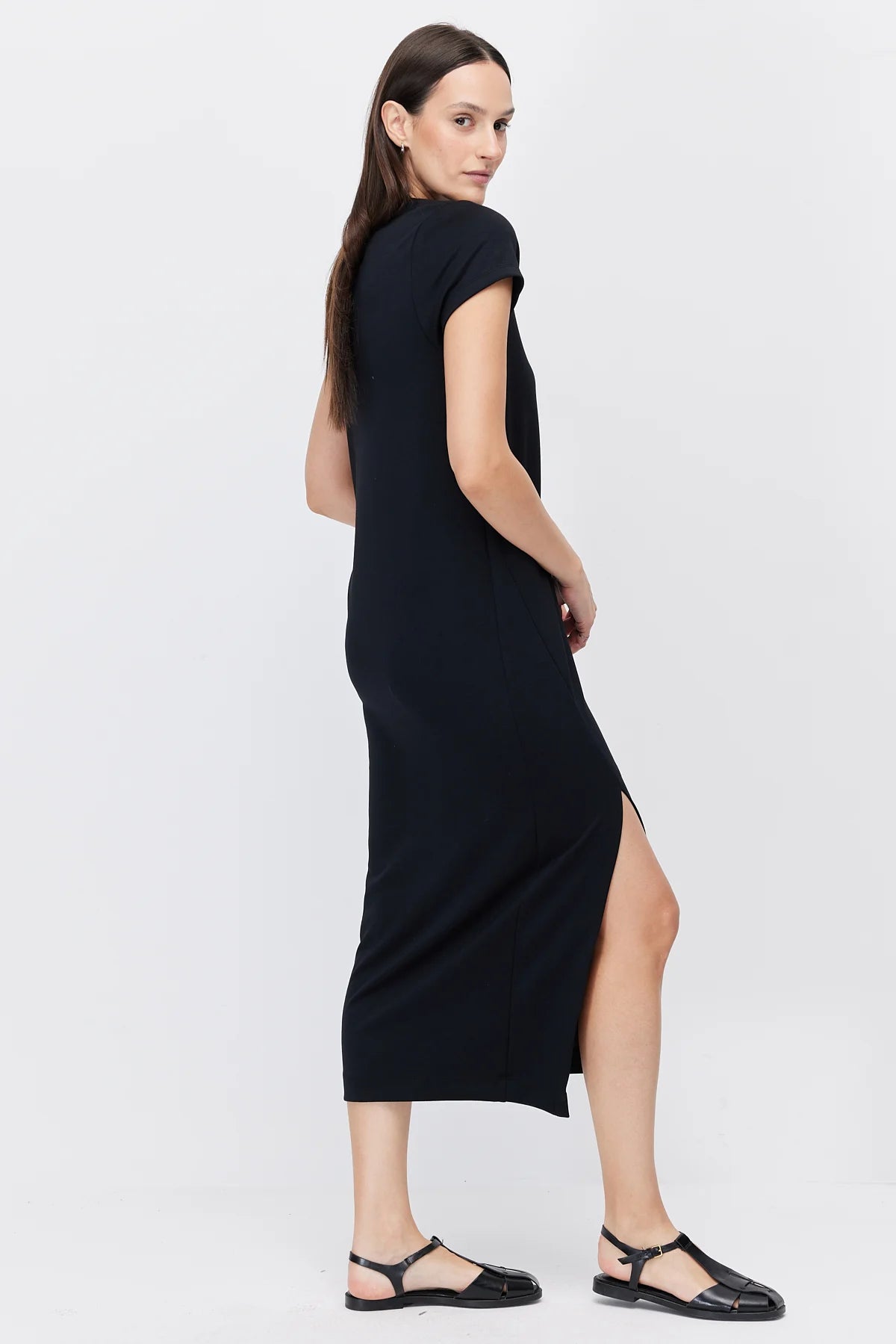 Women's Midi Dress with Slit Detail