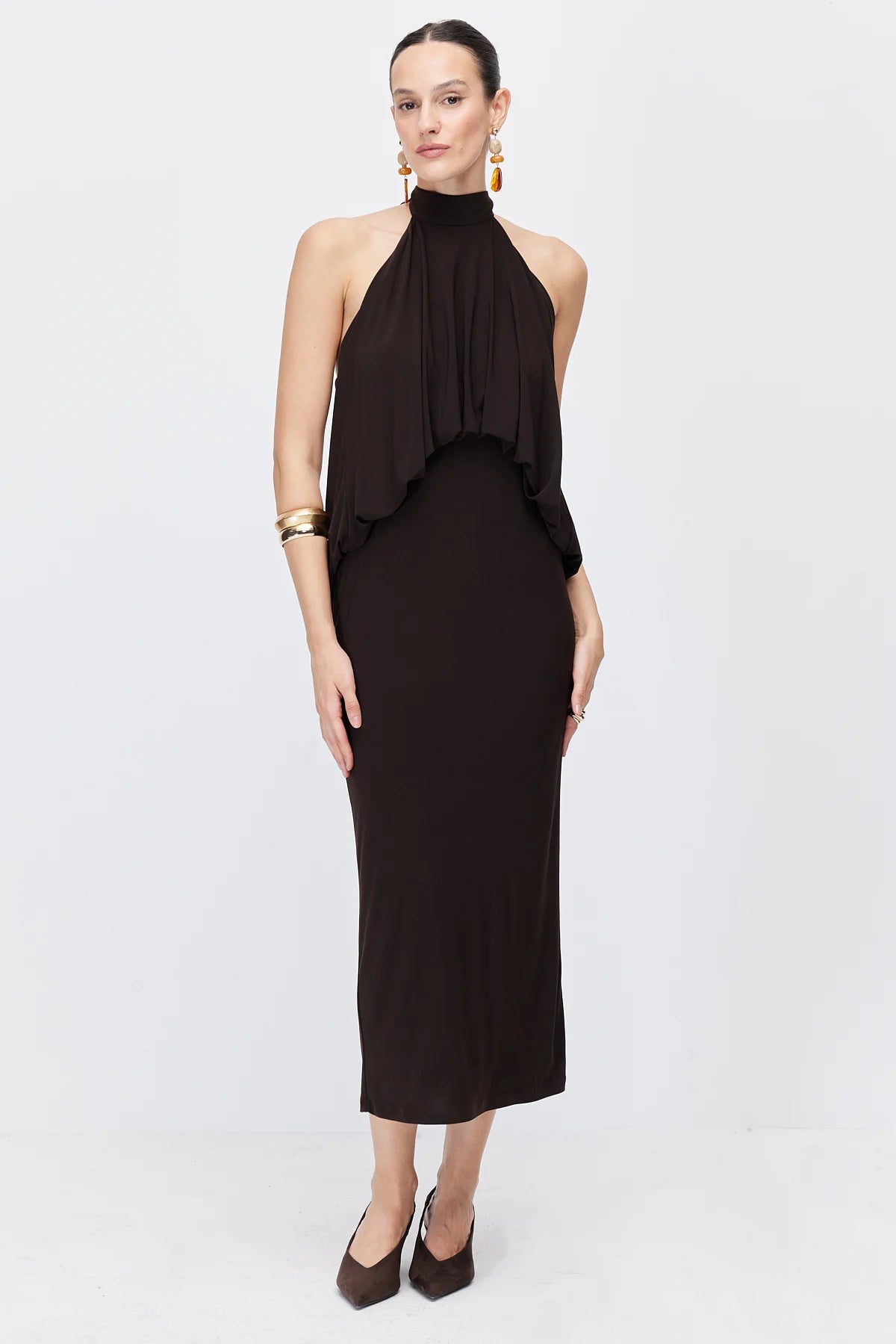 Women's Halter Neck Flowy Maxi Dress
