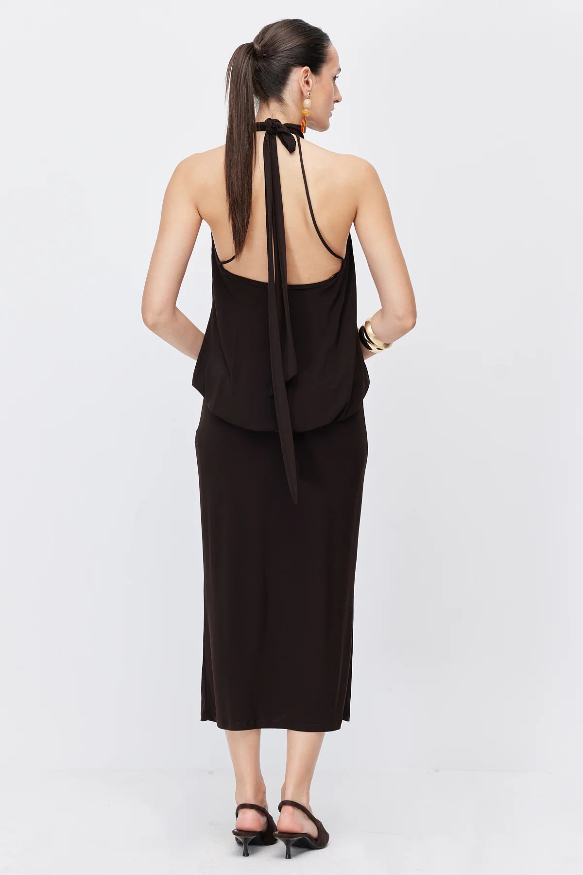 Women's Halter Neck Flowy Maxi Dress