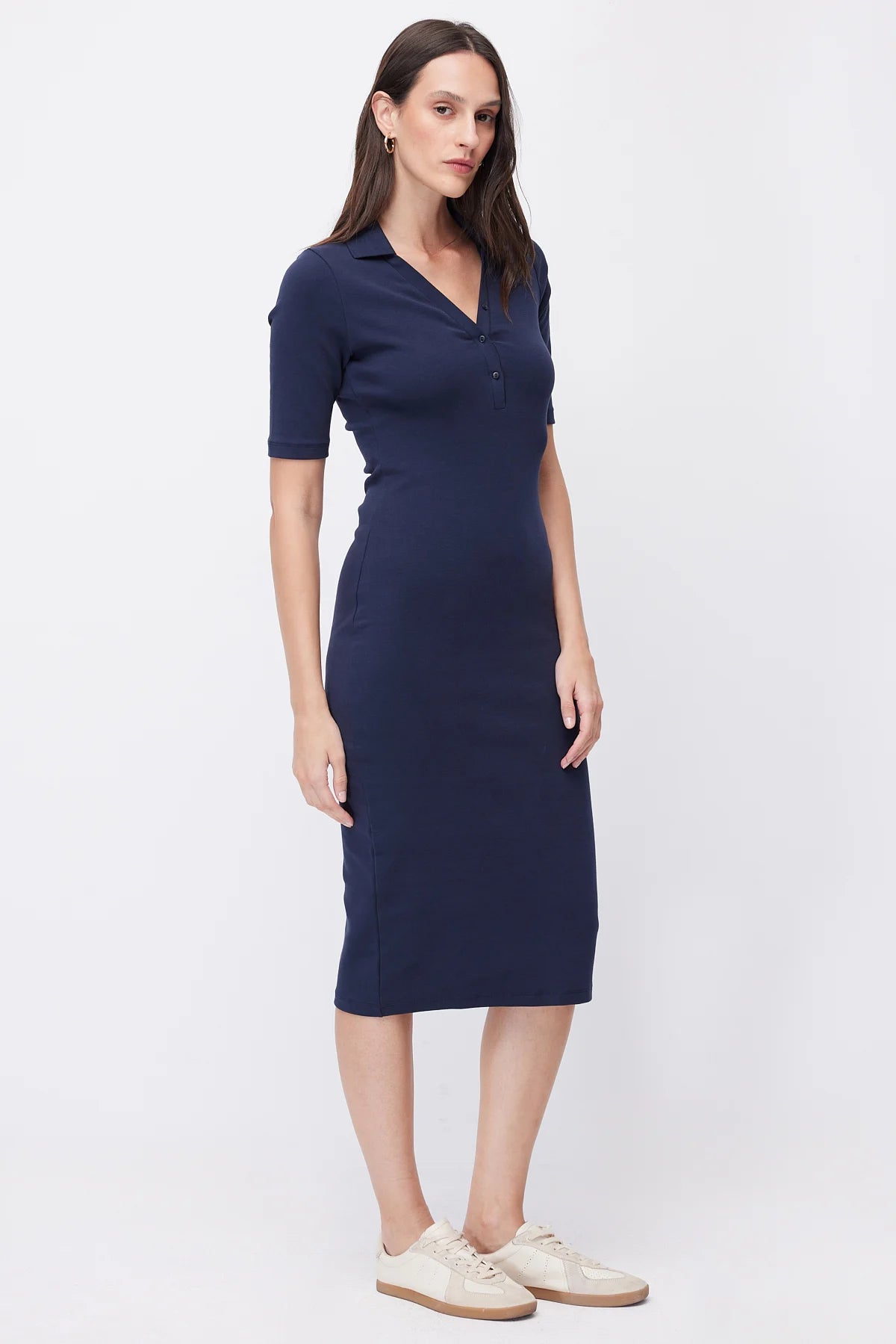Women's Polo Collar Midi Dress