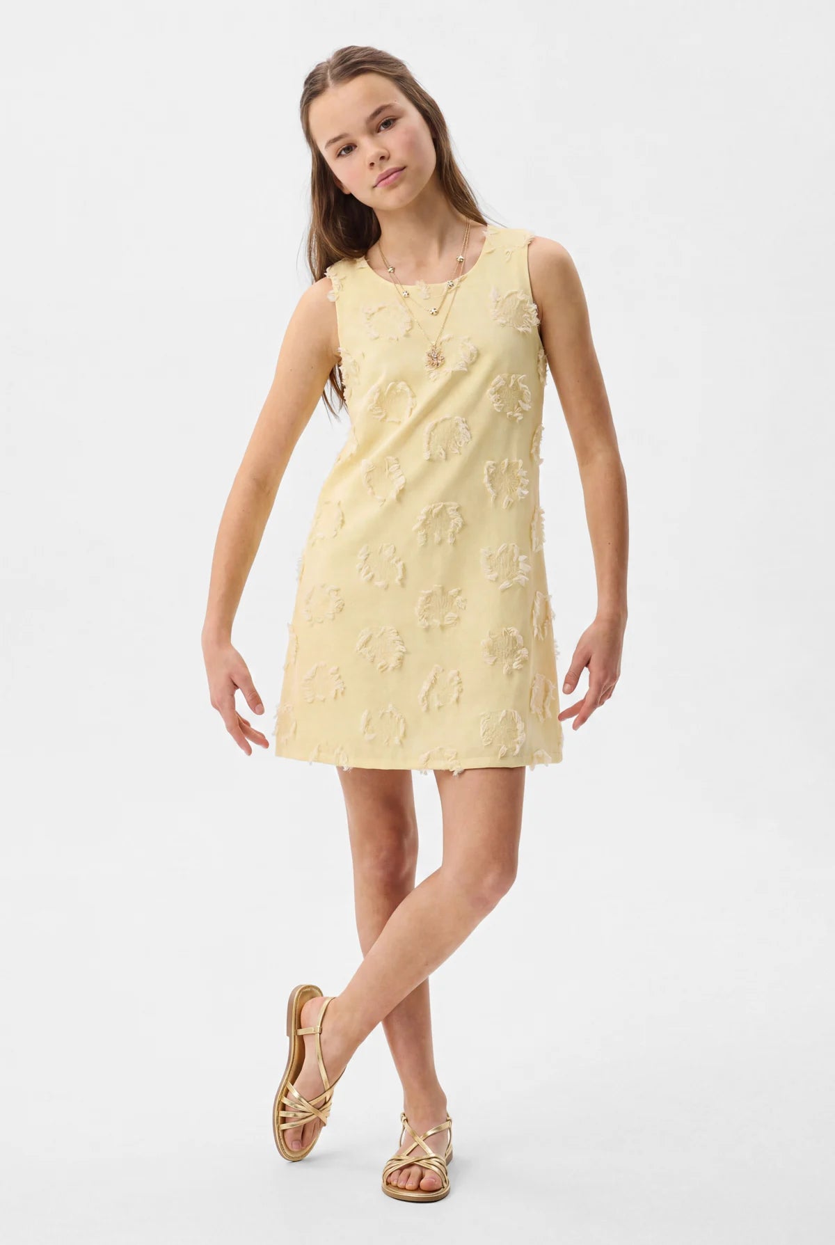 Girls' Sleeveless Dress with Fringed