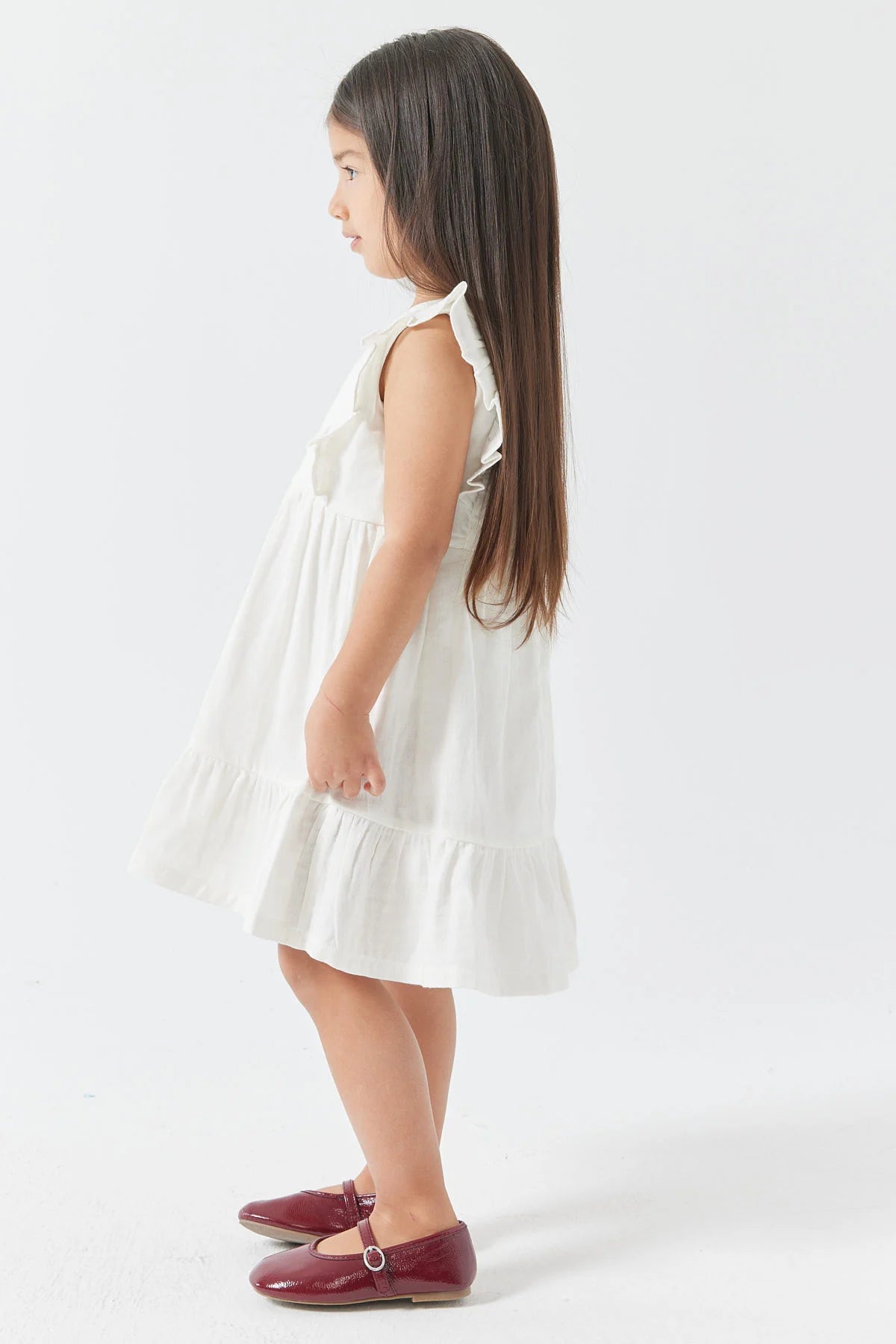 Girl's Sleeveless Dress with Ruffle Details