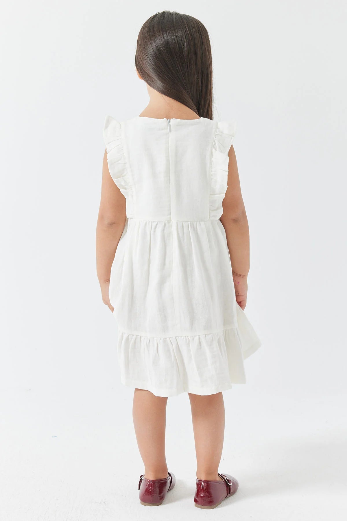 Girl's Sleeveless Dress with Ruffle Details