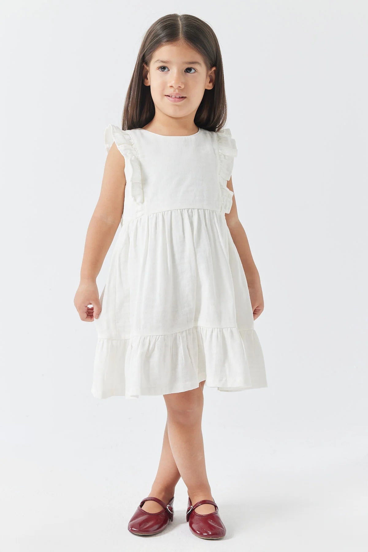 Girl's Sleeveless Dress with Ruffle Details