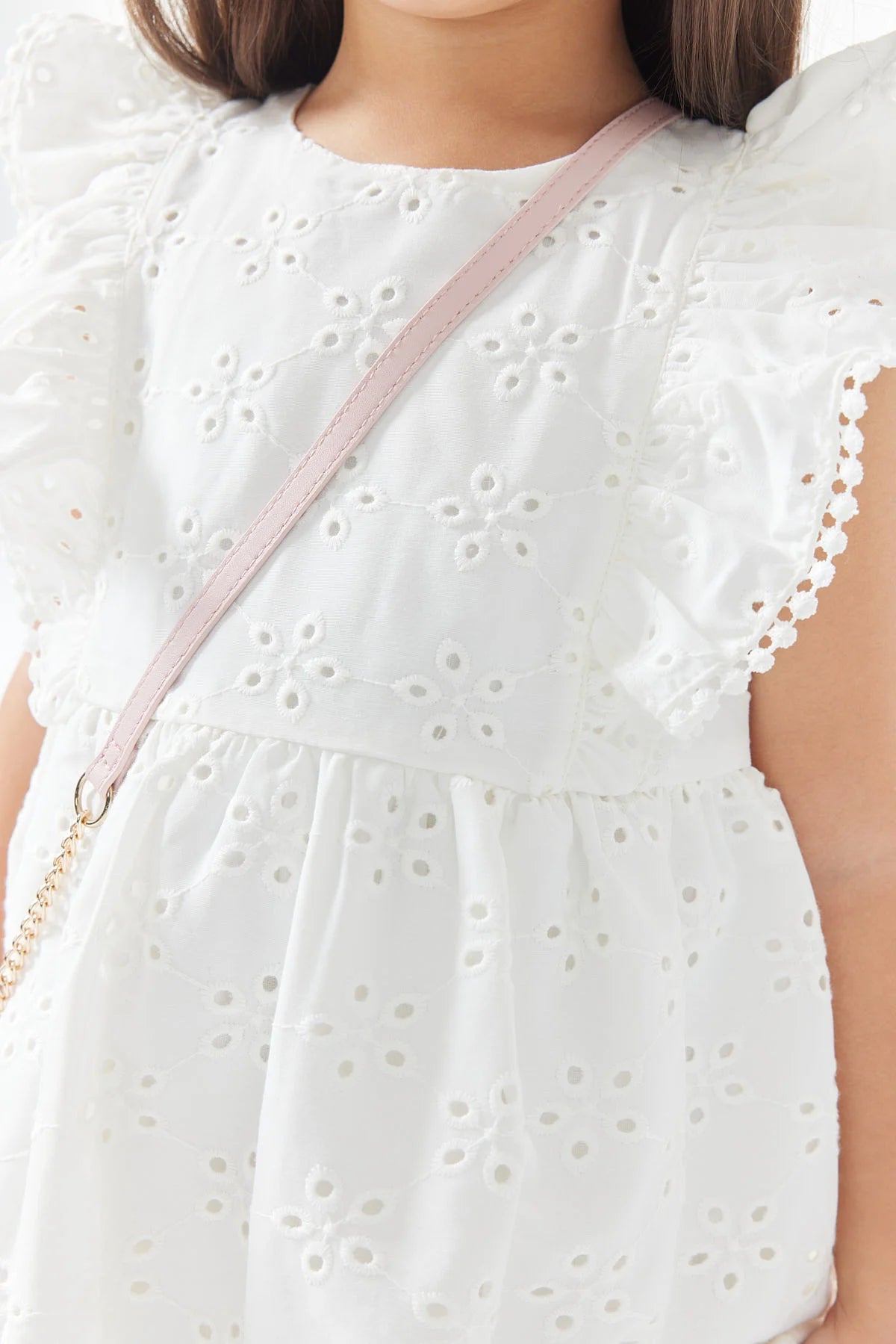 Girl's Dress with Ruffles and Embroidery Details