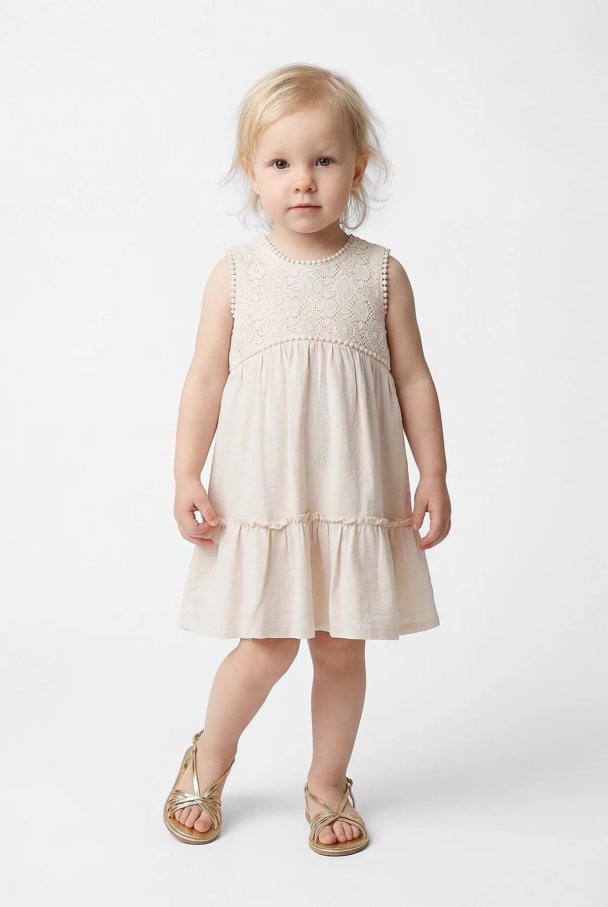 Girl's Crew Neck Sleeveless Dress