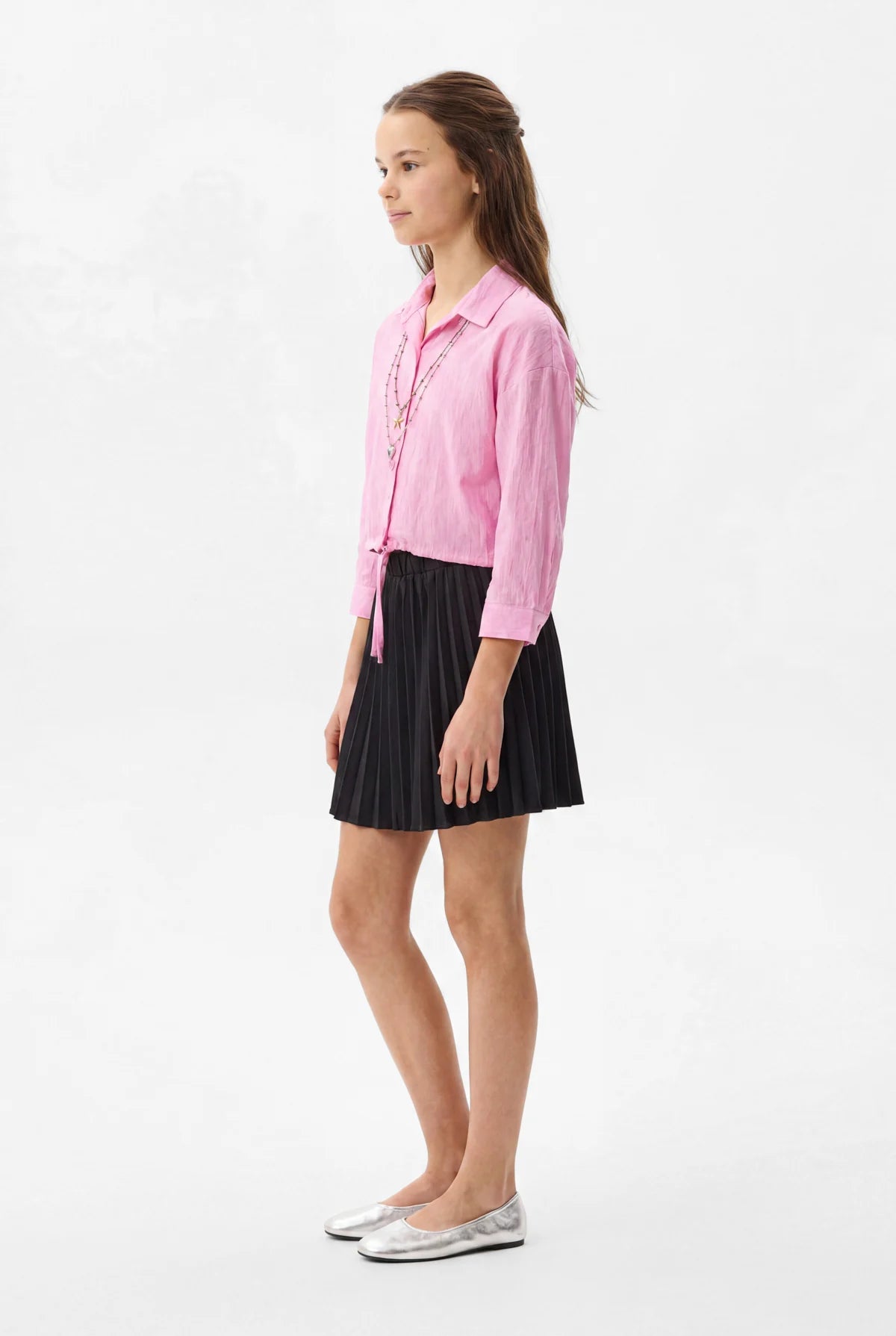 Girls' Shirt and Pleated Skirt 2-Piece Set