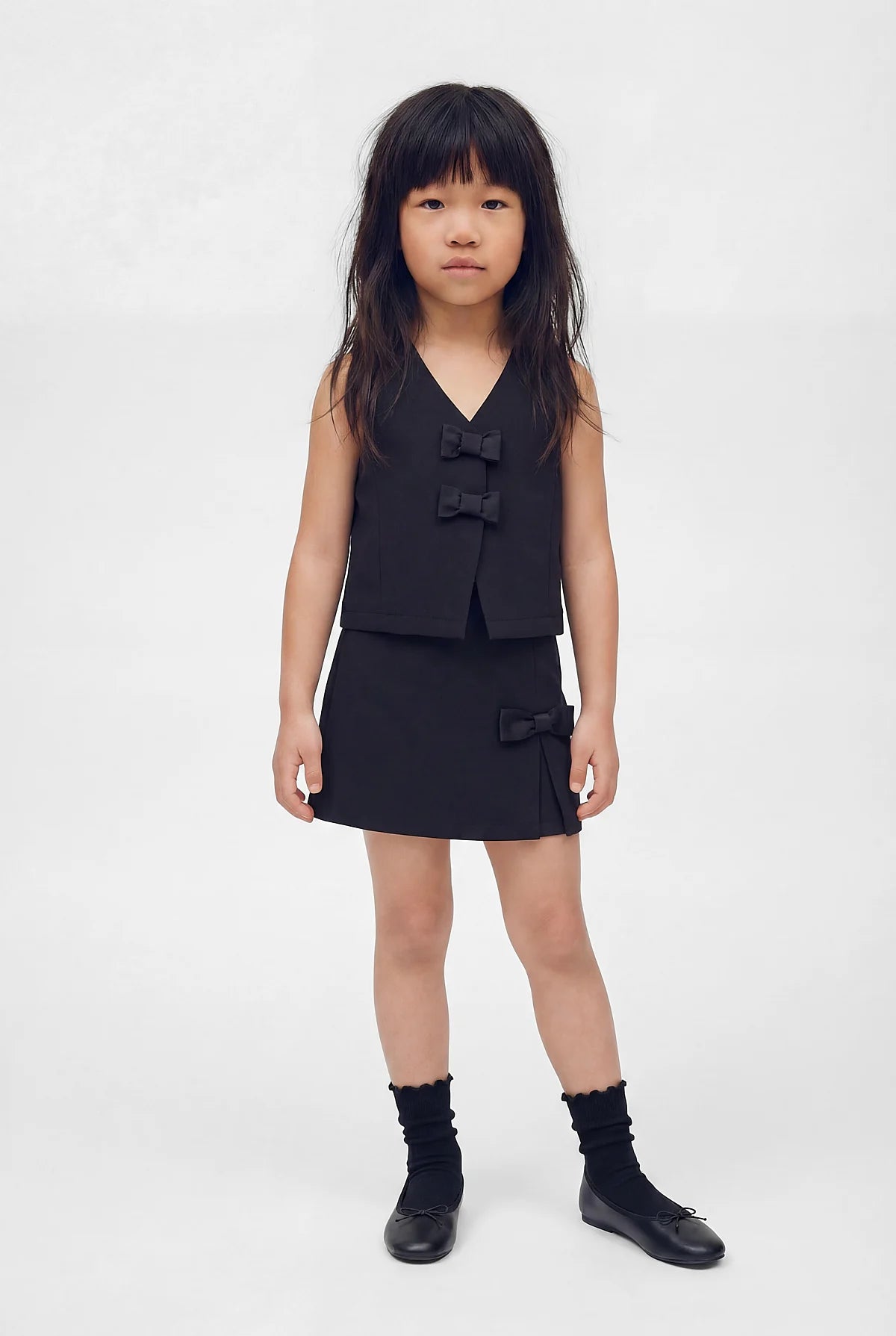 Girls' Detailed Vest and Skirt 2-Piece Set