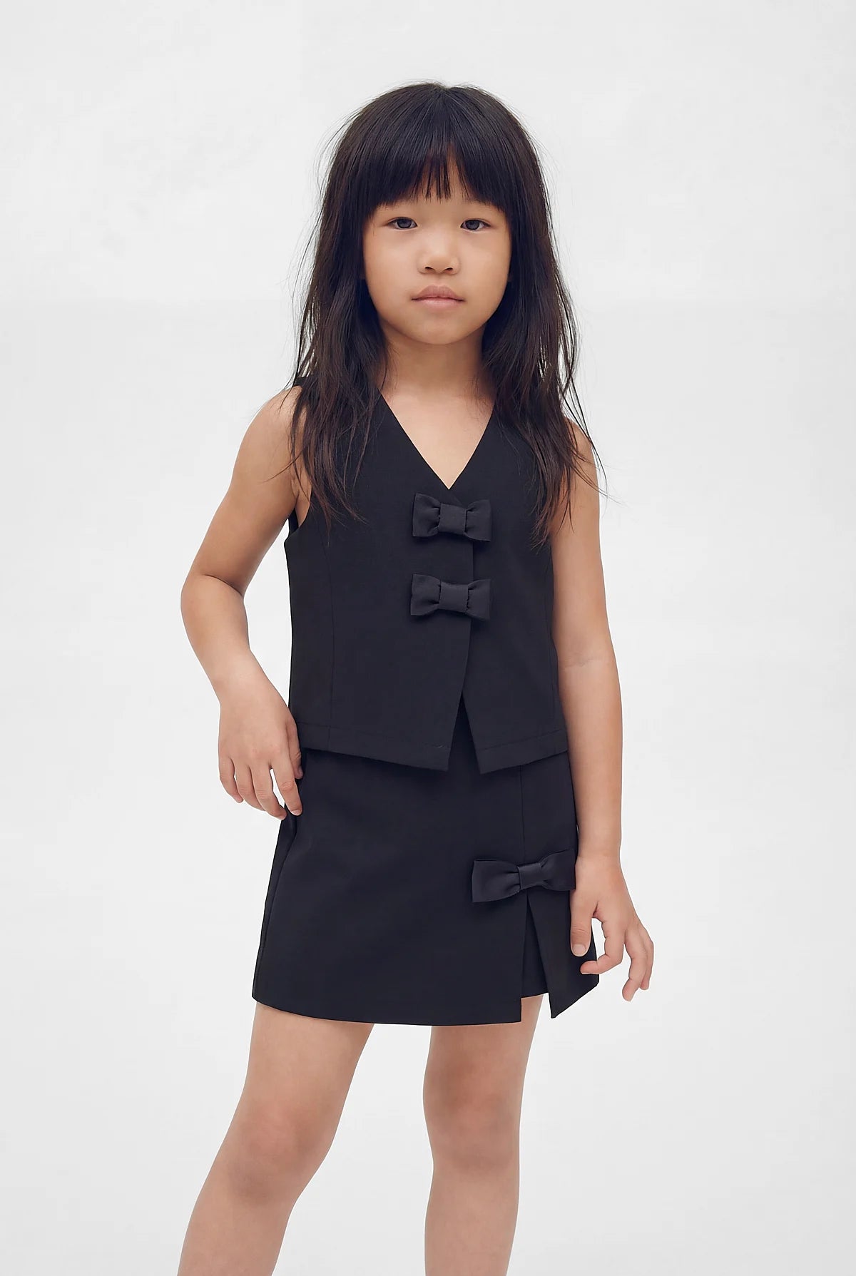 Girls' Detailed Vest and Skirt 2-Piece Set