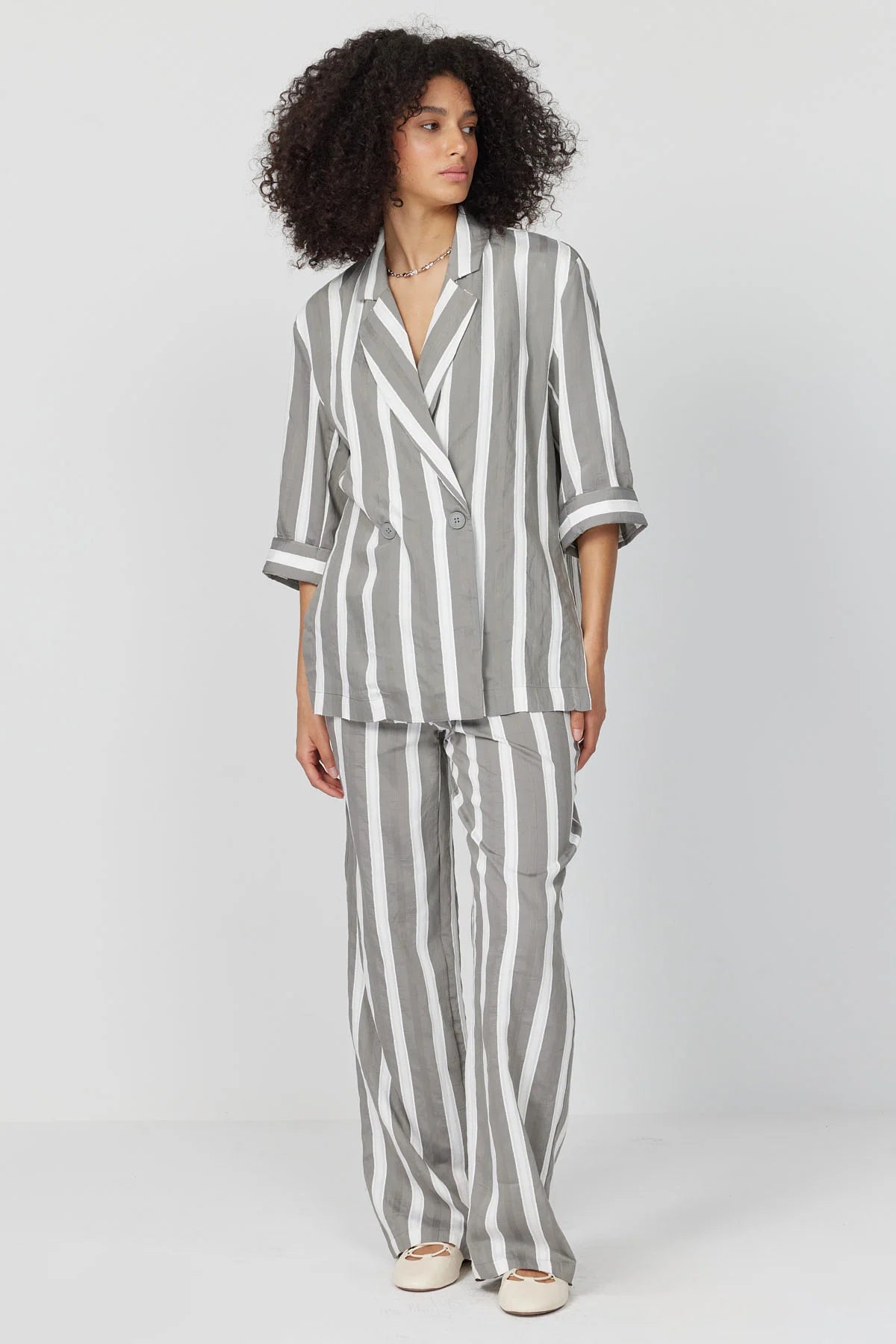 Women's Capri Sleeve Striped Jacket