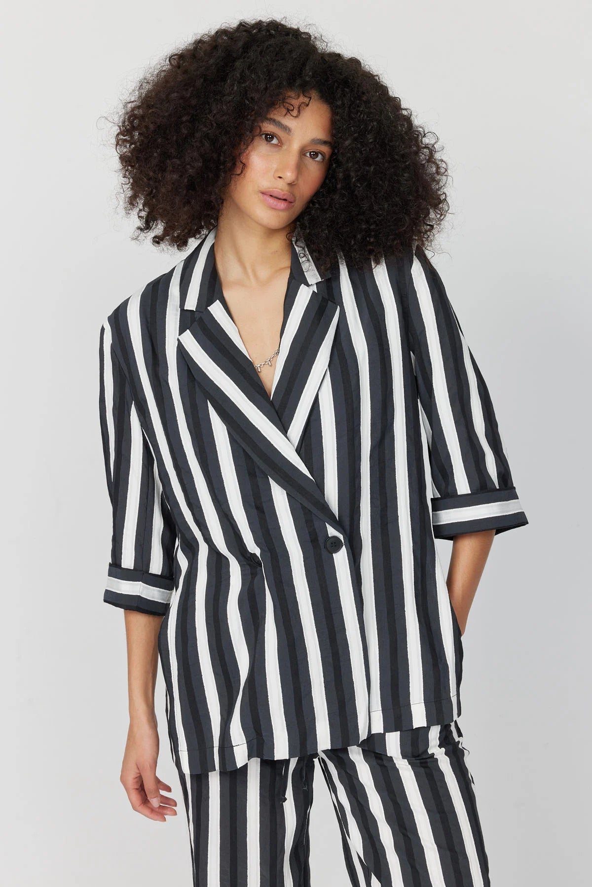 Women's Capri Sleeve Striped Jacket