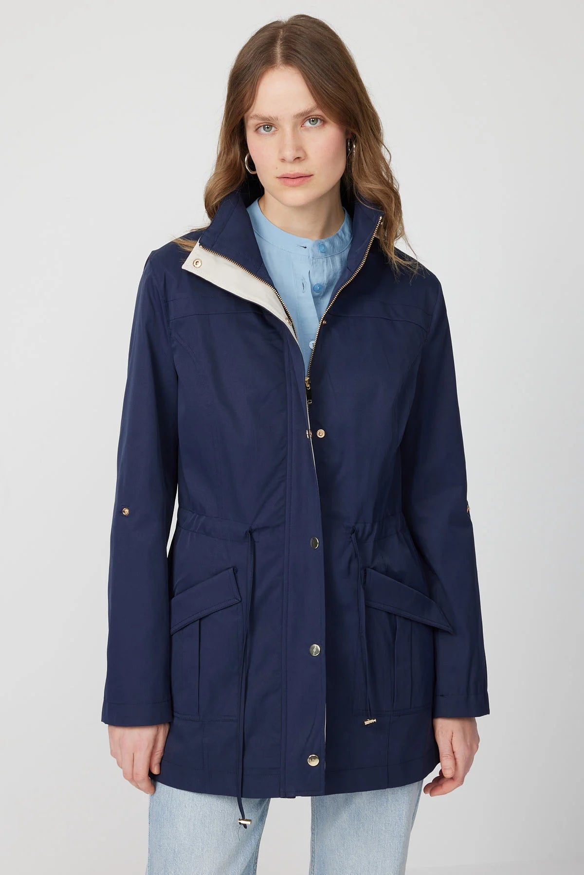 Women's Trench Coat with Belt Detail