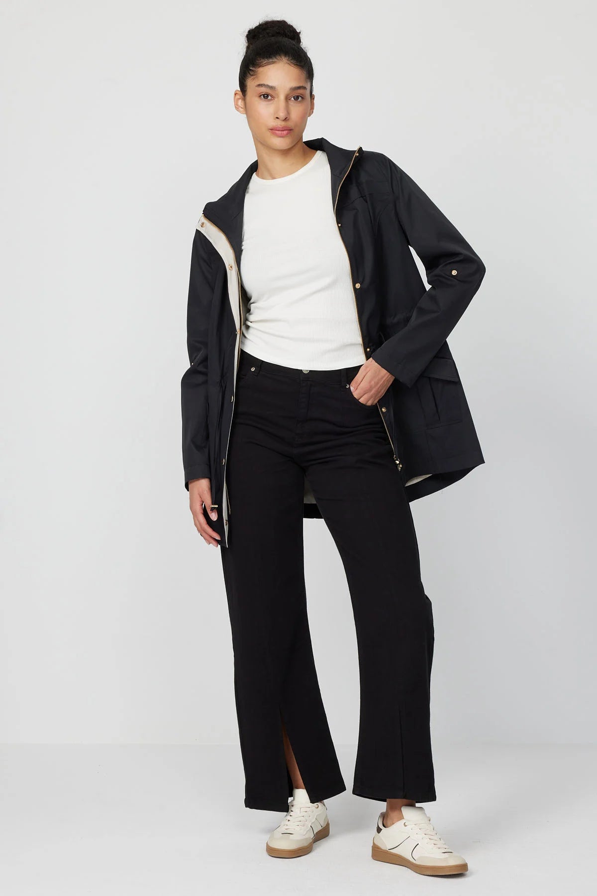 Women's Trench Coat with Belt Detail