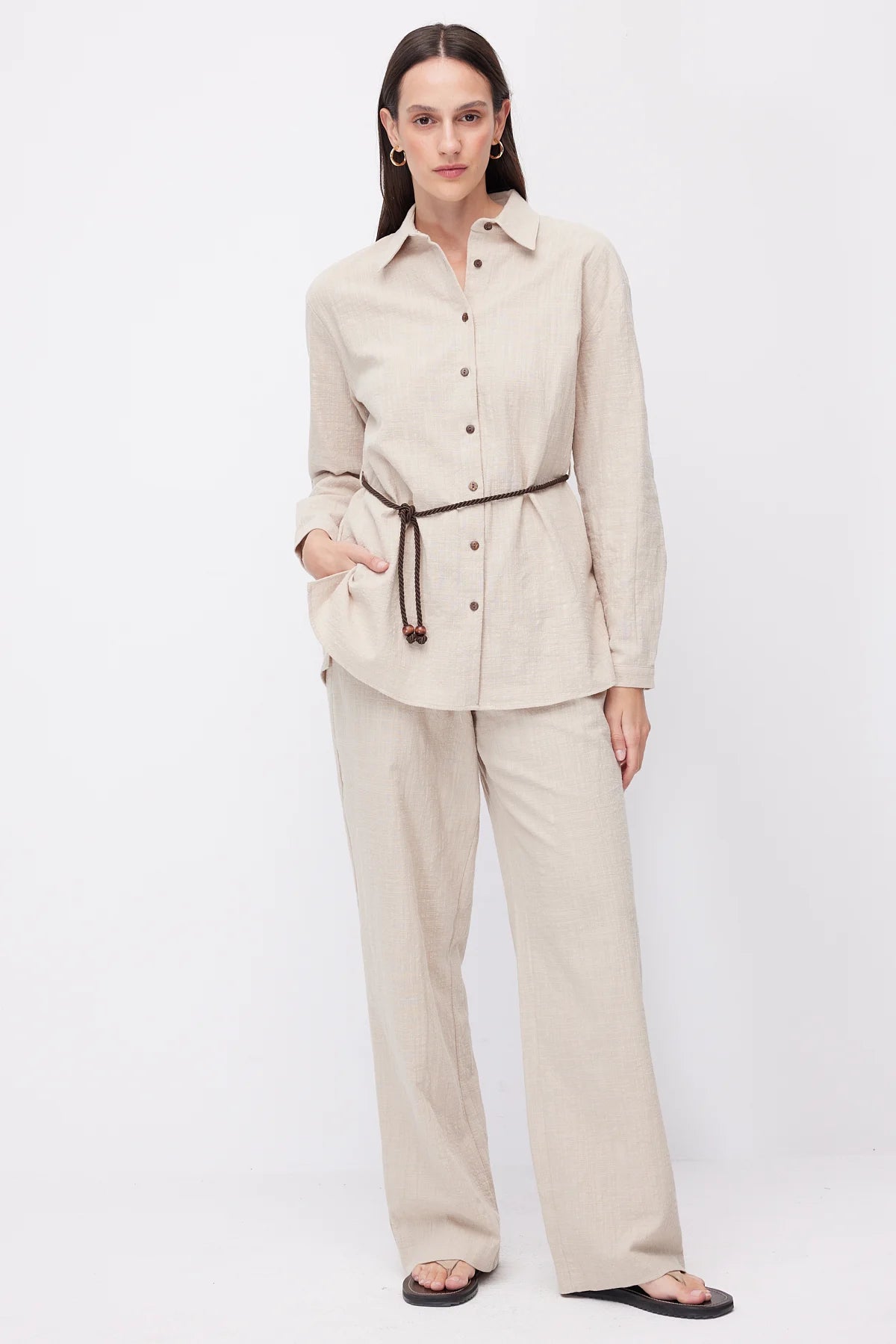 Women's Linen Shirt with Belt