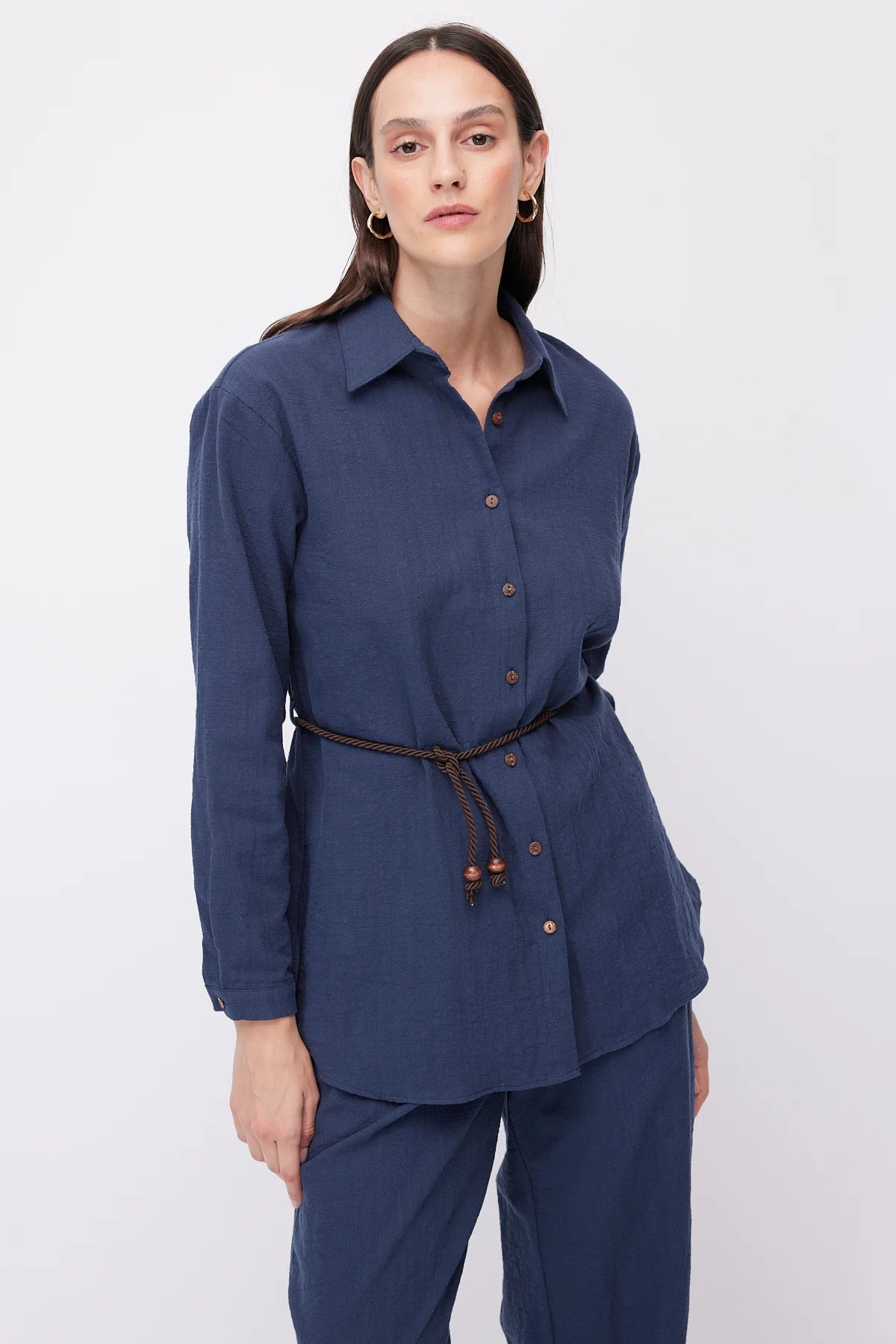 Women's Linen Shirt with Belt