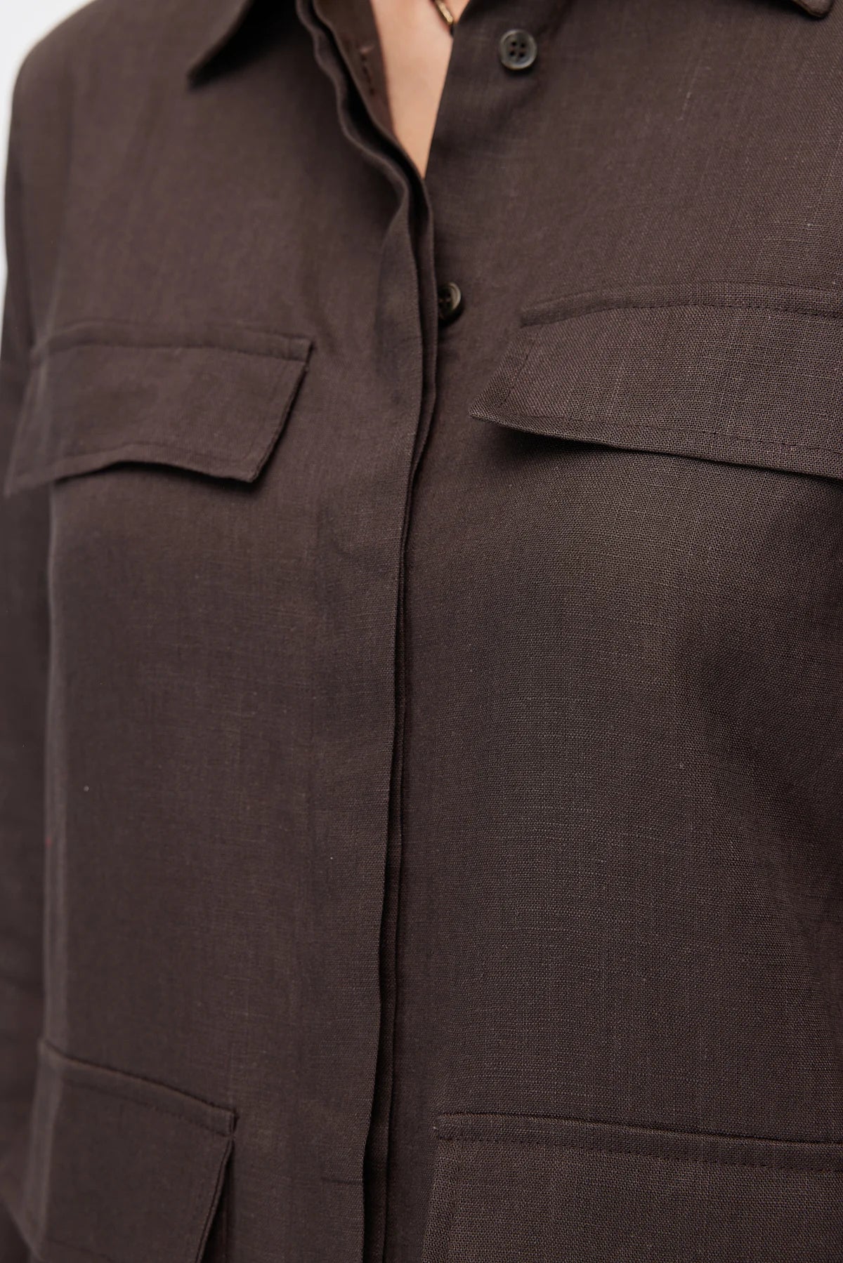 Women's Four-Pocket Linen Blend Shirt