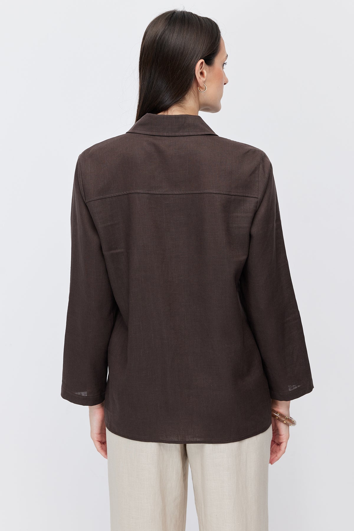 Women's Four-Pocket Linen Blend Shirt