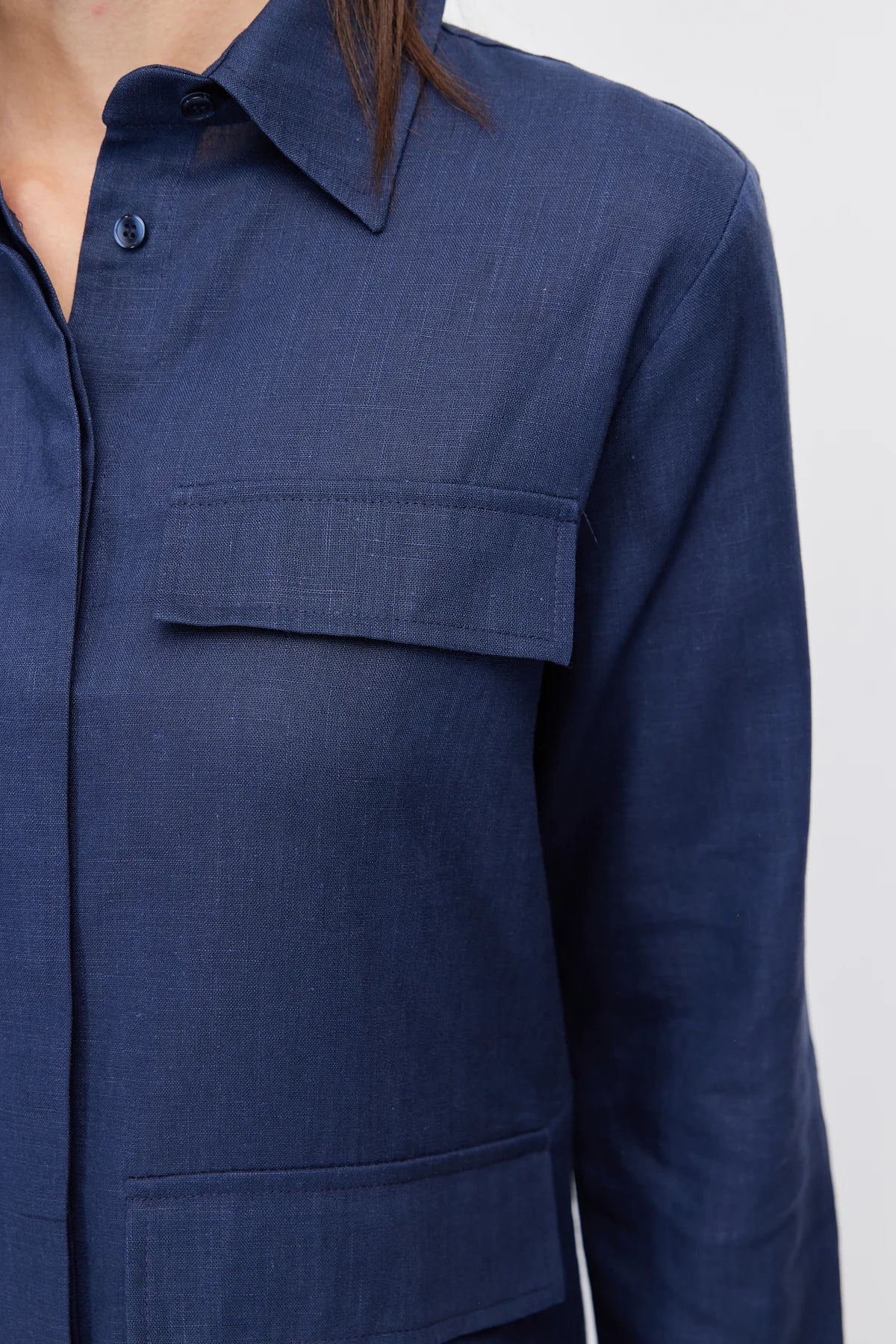 Women's Four-Pocket Linen Blend Shirt