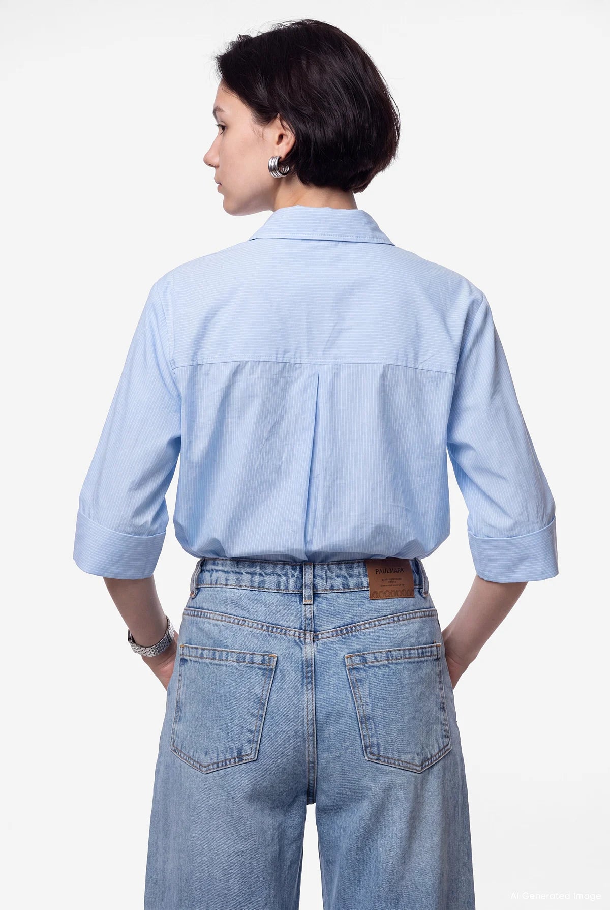 Women's Striped Shirt with Flap Pockets