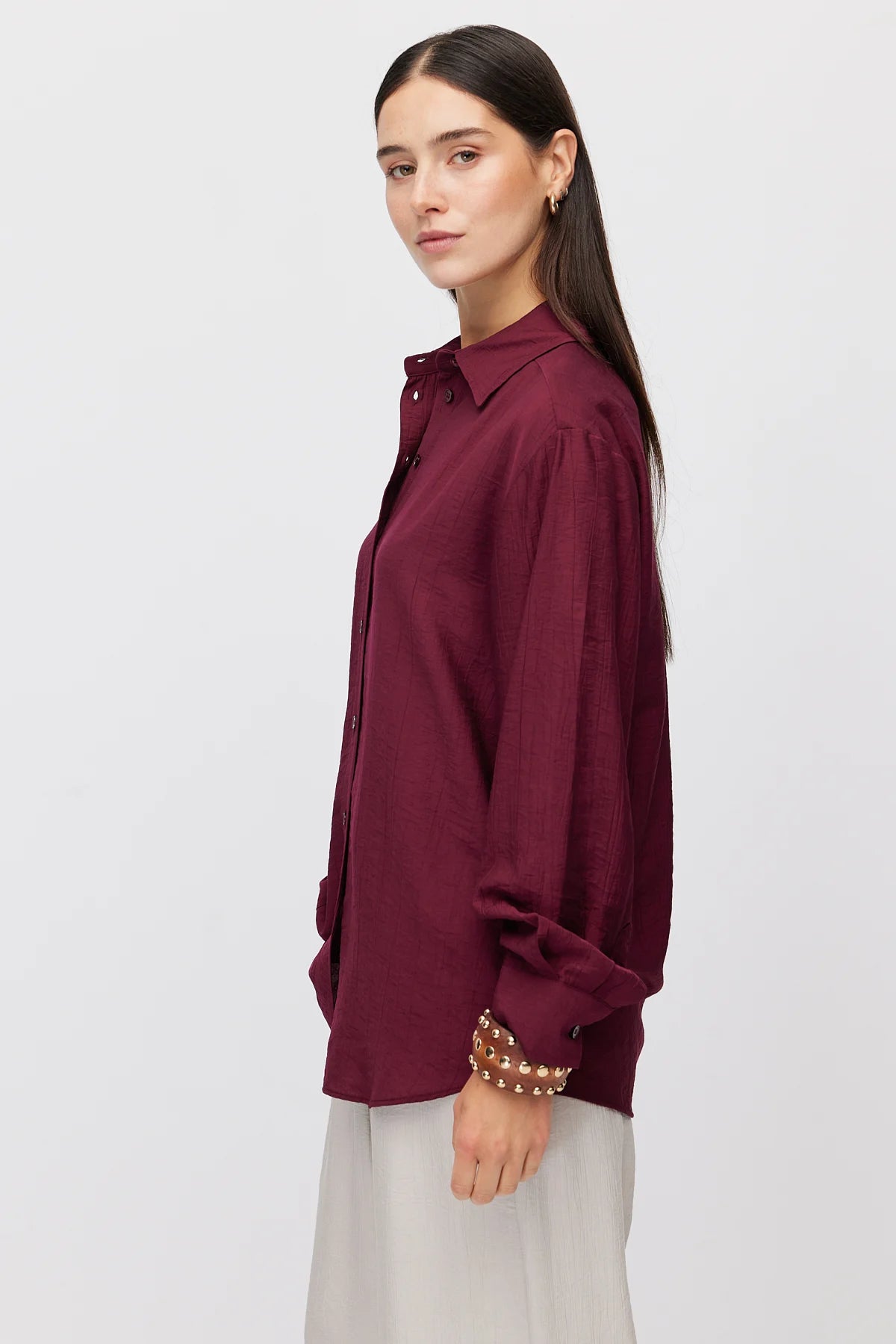 Women's Vertical Textured Relaxed Fit Shirt