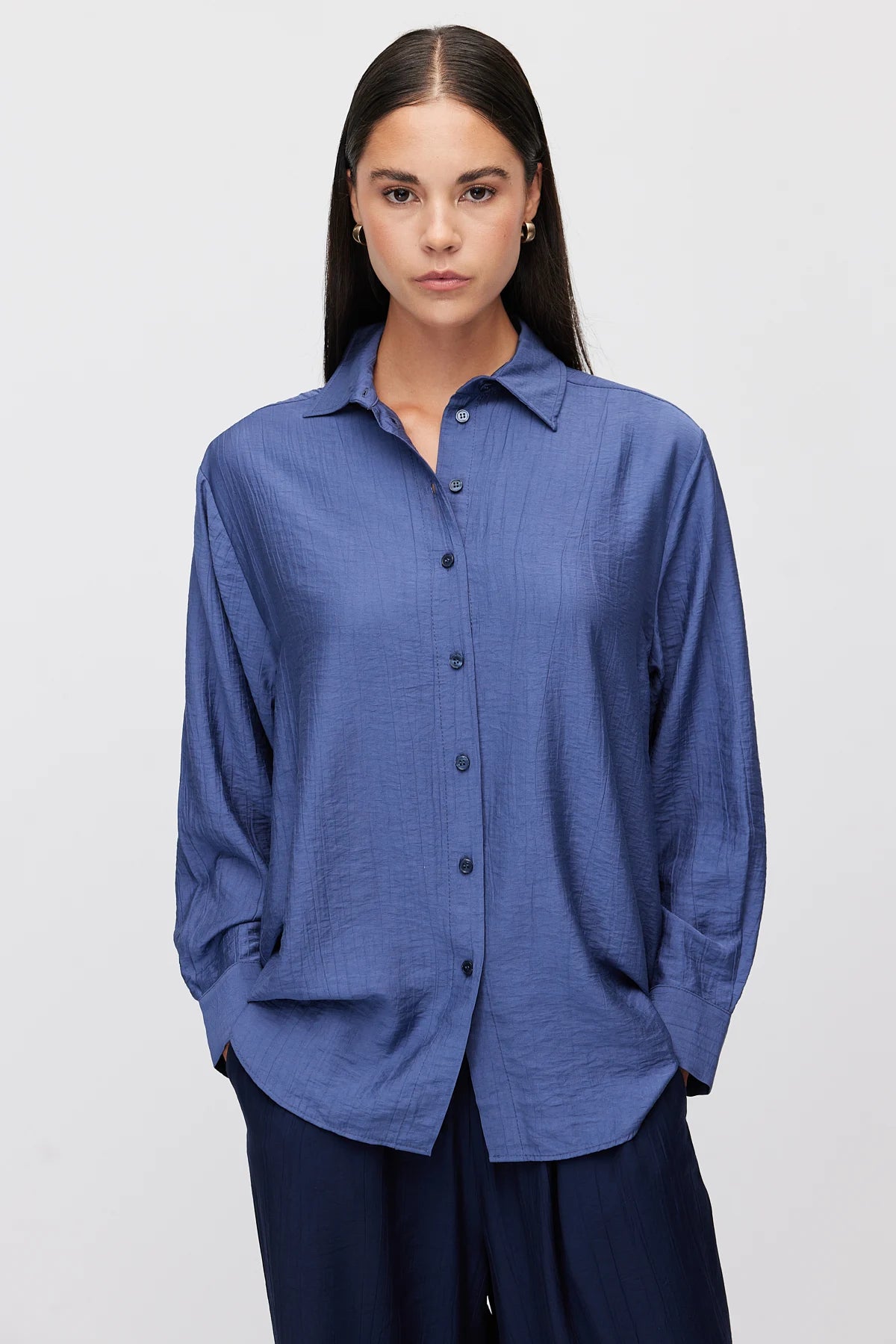 Women's Vertical Textured Relaxed Fit Shirt