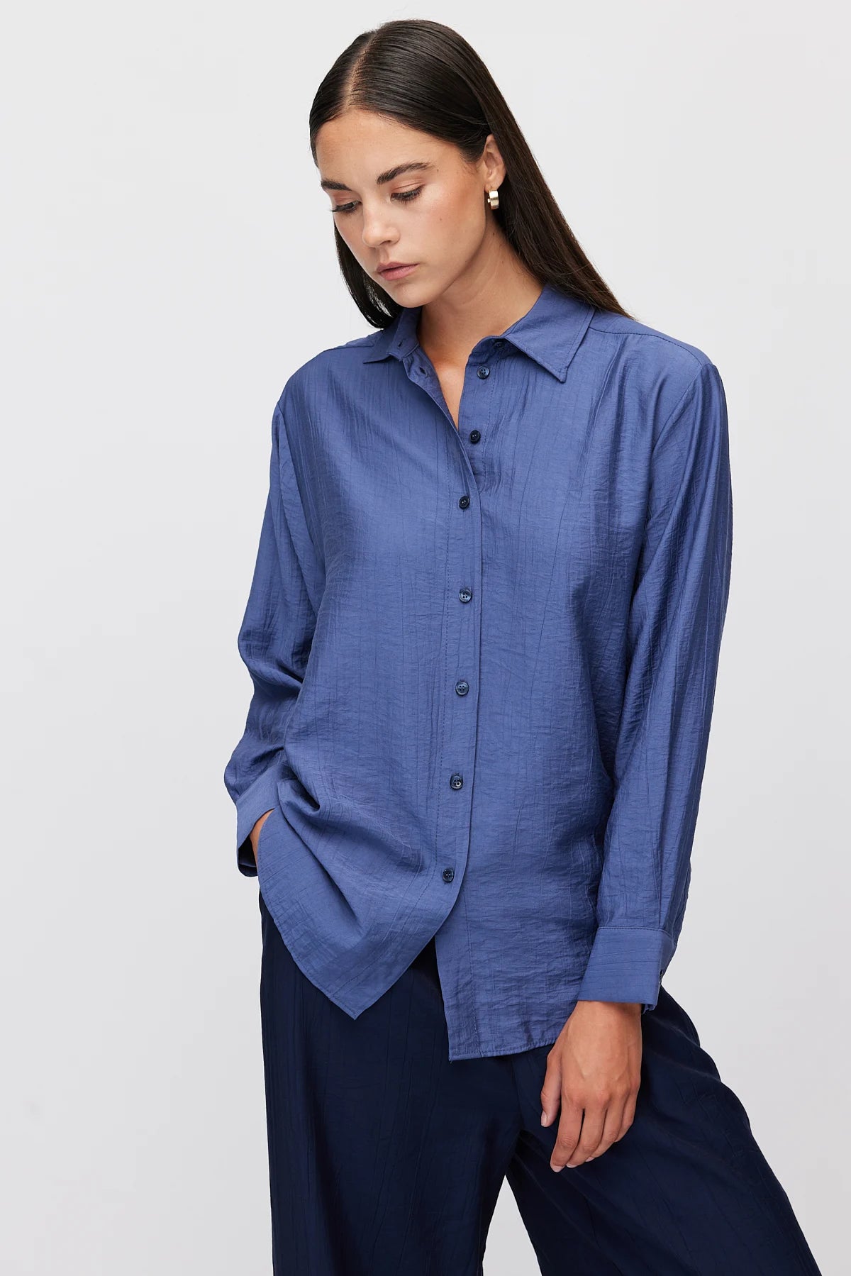 Women's Vertical Textured Relaxed Fit Shirt