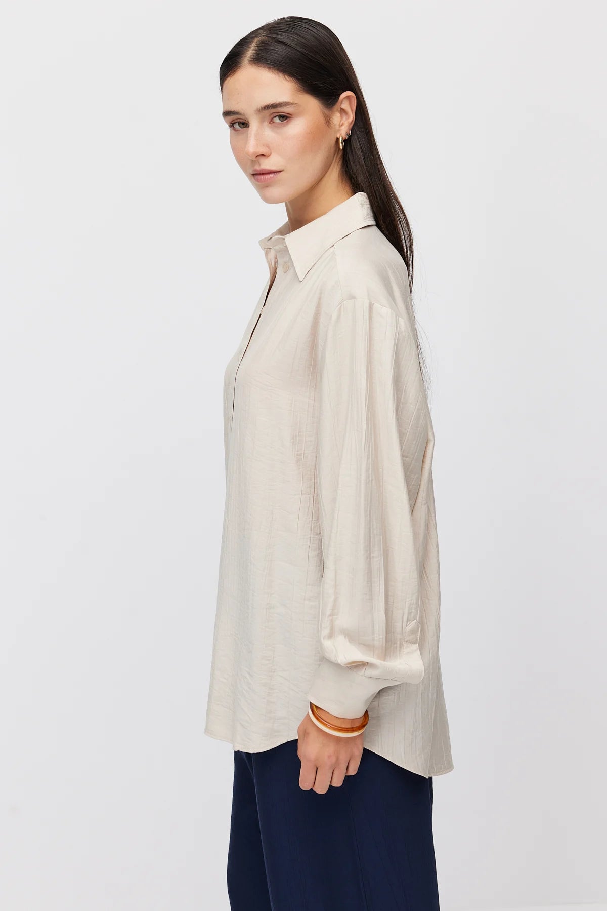 Women's Vertical Textured Relaxed Fit Shirt