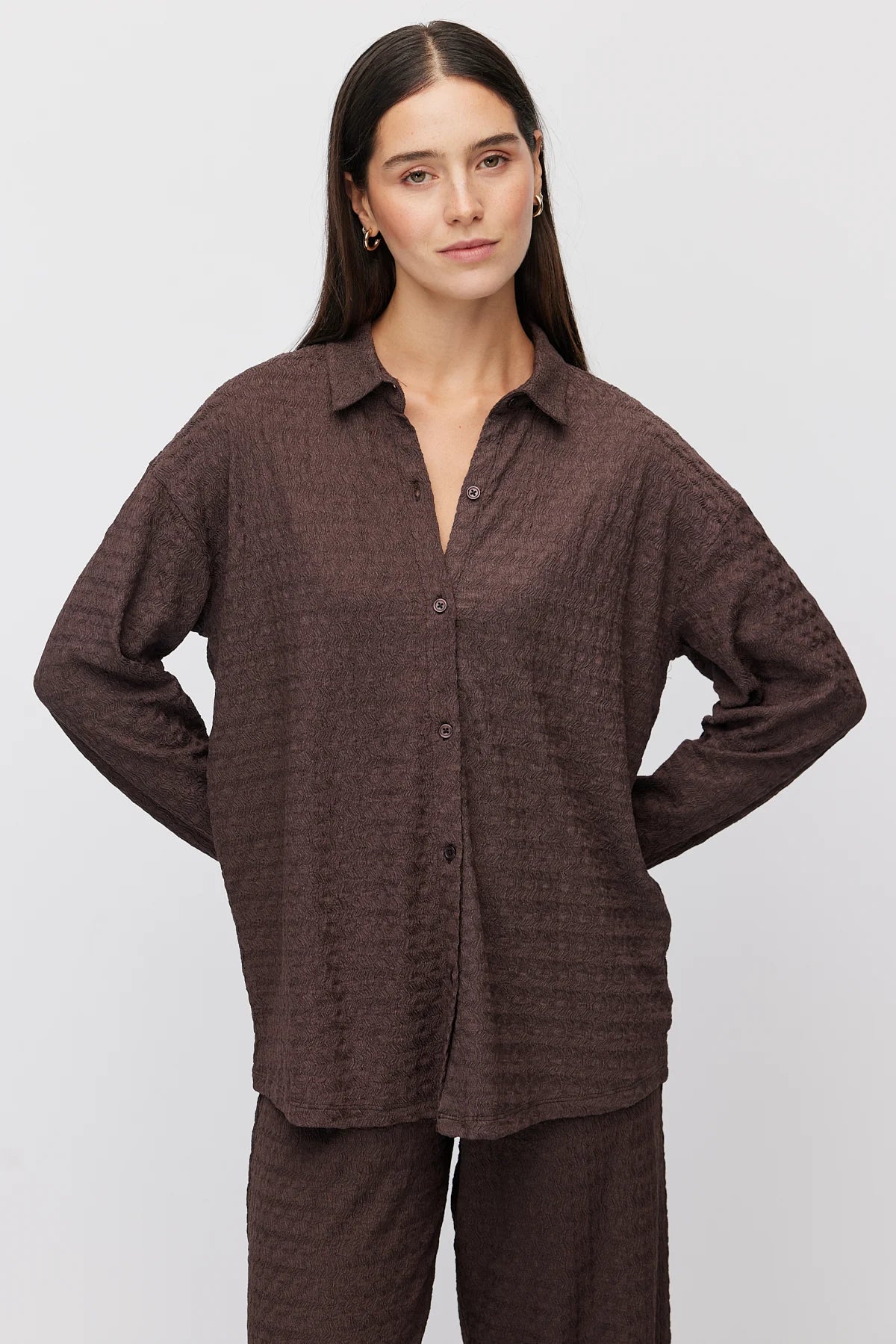 Women's Textured Knit Oversize Shirt
