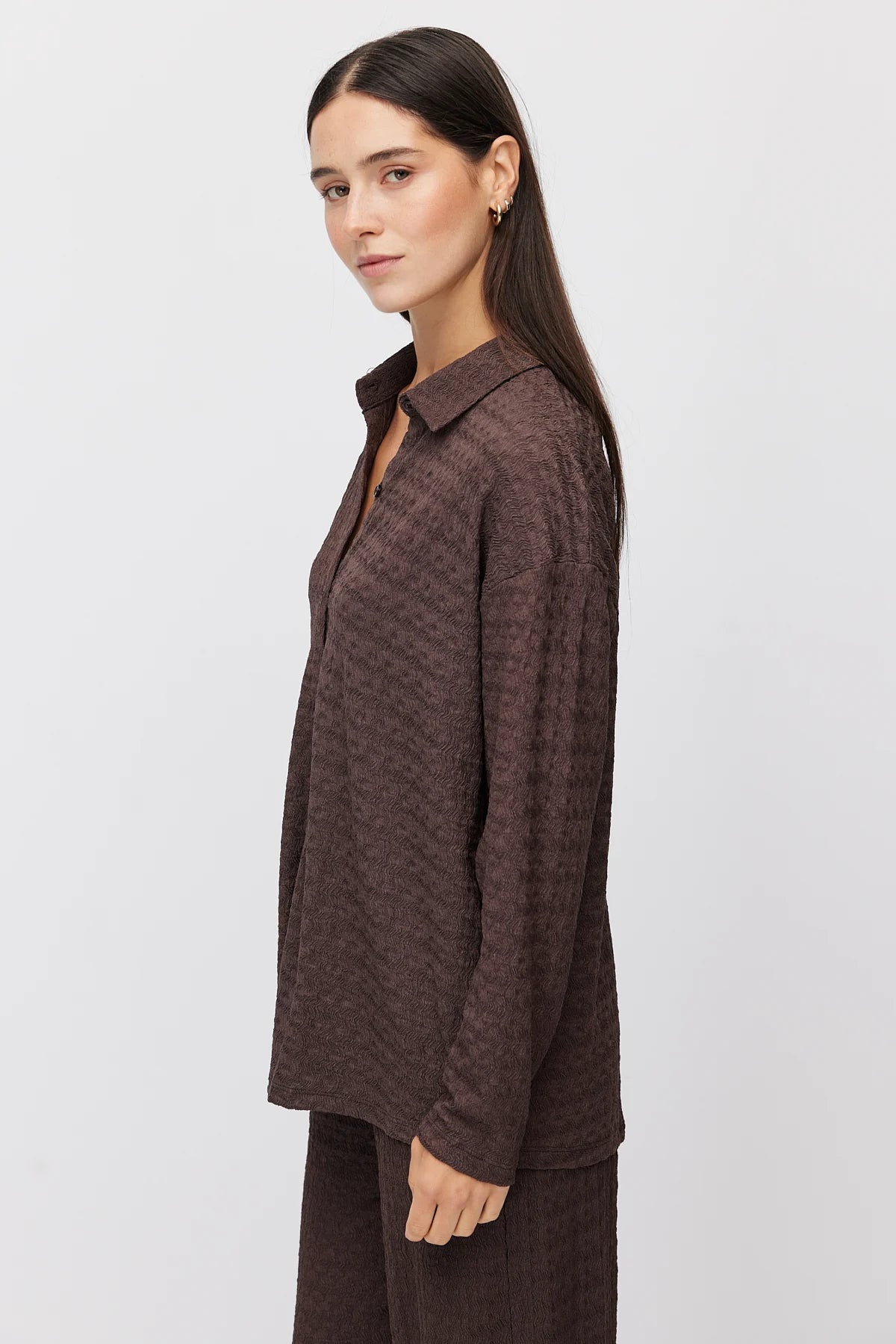 Women's Textured Knit Oversize Shirt