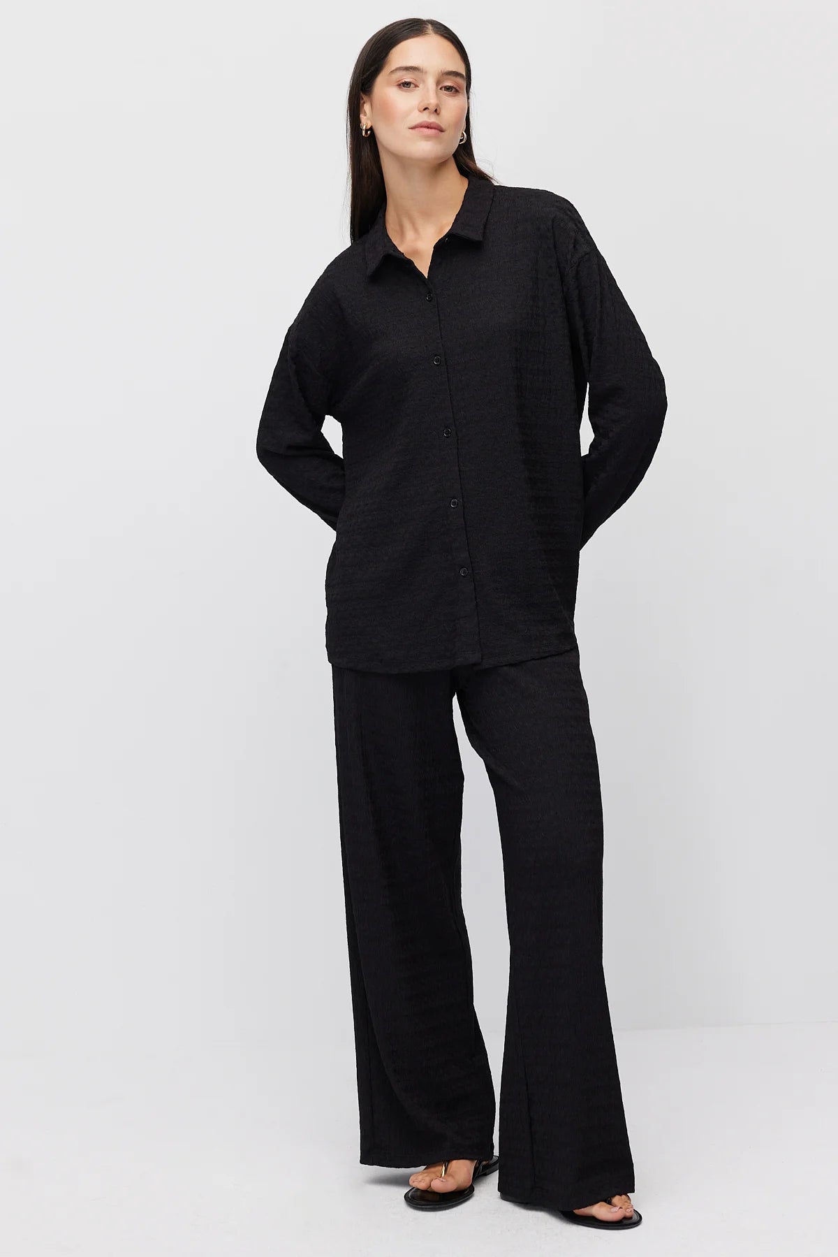 Women's Textured Knit Oversize Shirt