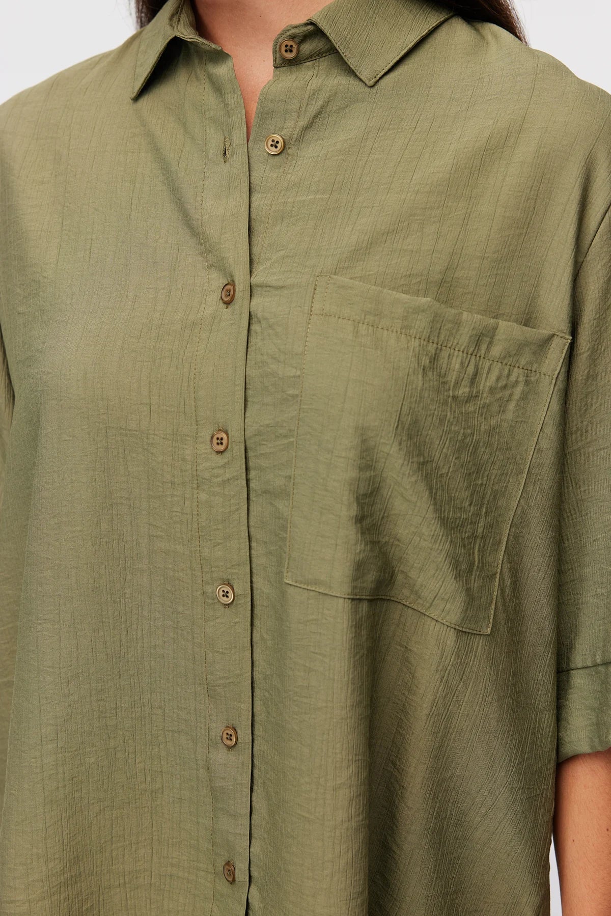 Women's Oversize Textured Double Sleeve Shirt